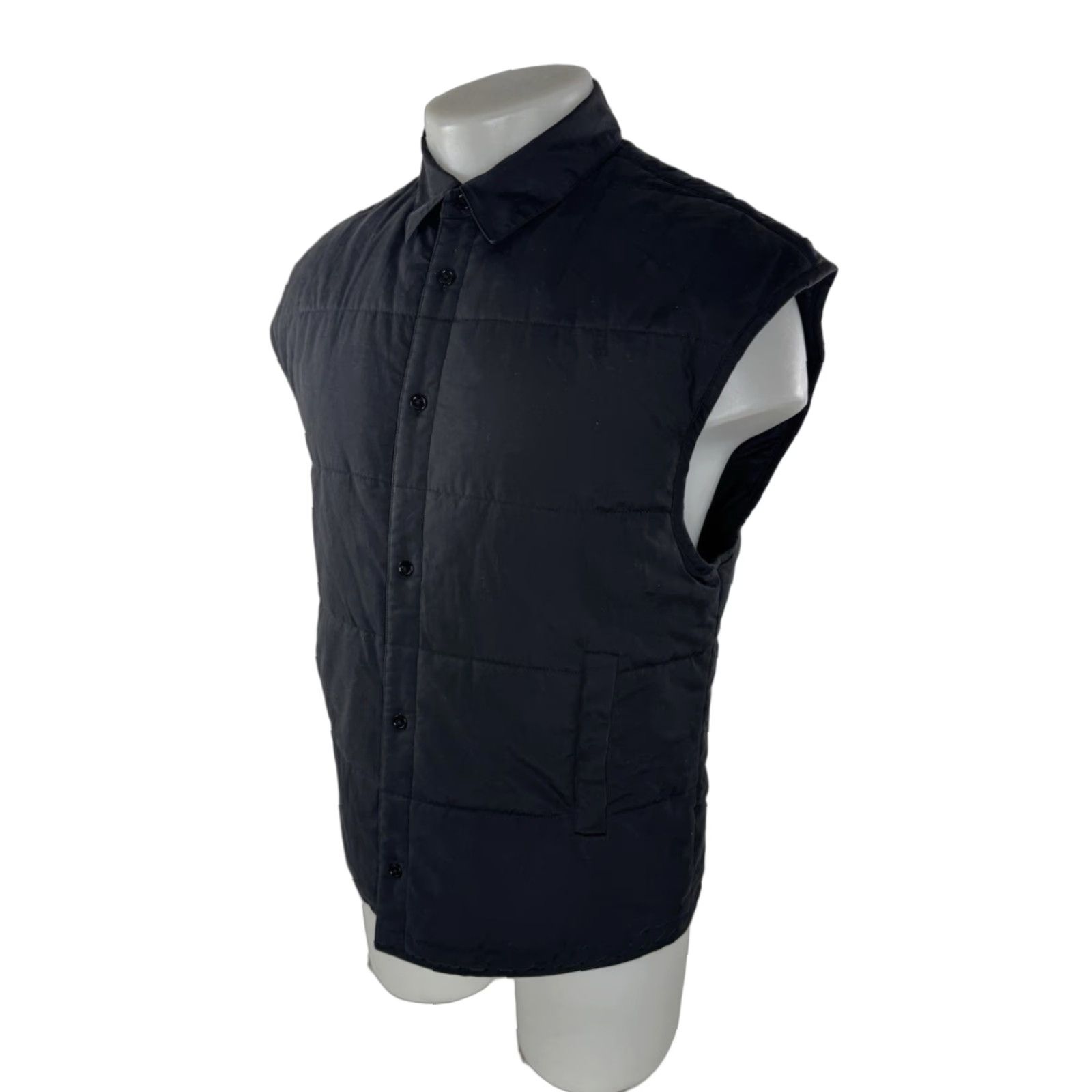 HELMUT LANG Mens Quilted Button Up Vest S Black EXCELLENT
