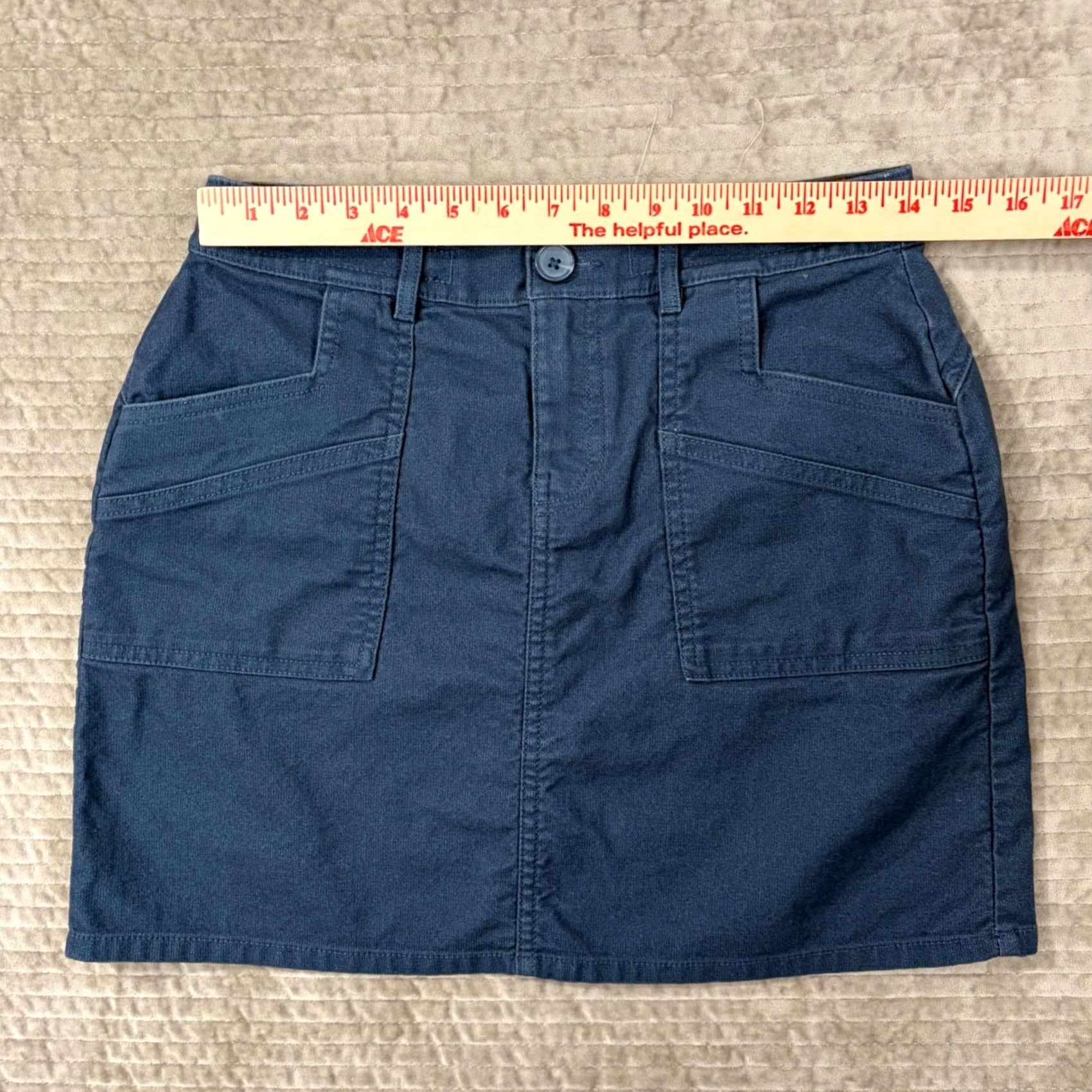 Prana Prana Kara Indigo Blue Denim Utility Mini Skirt Size 4 Regular Women Denim Skirt Pocket Stretch Lined Button Zip Old? Size 27" / US 4 / IT 40 - 6 Thumbnail
