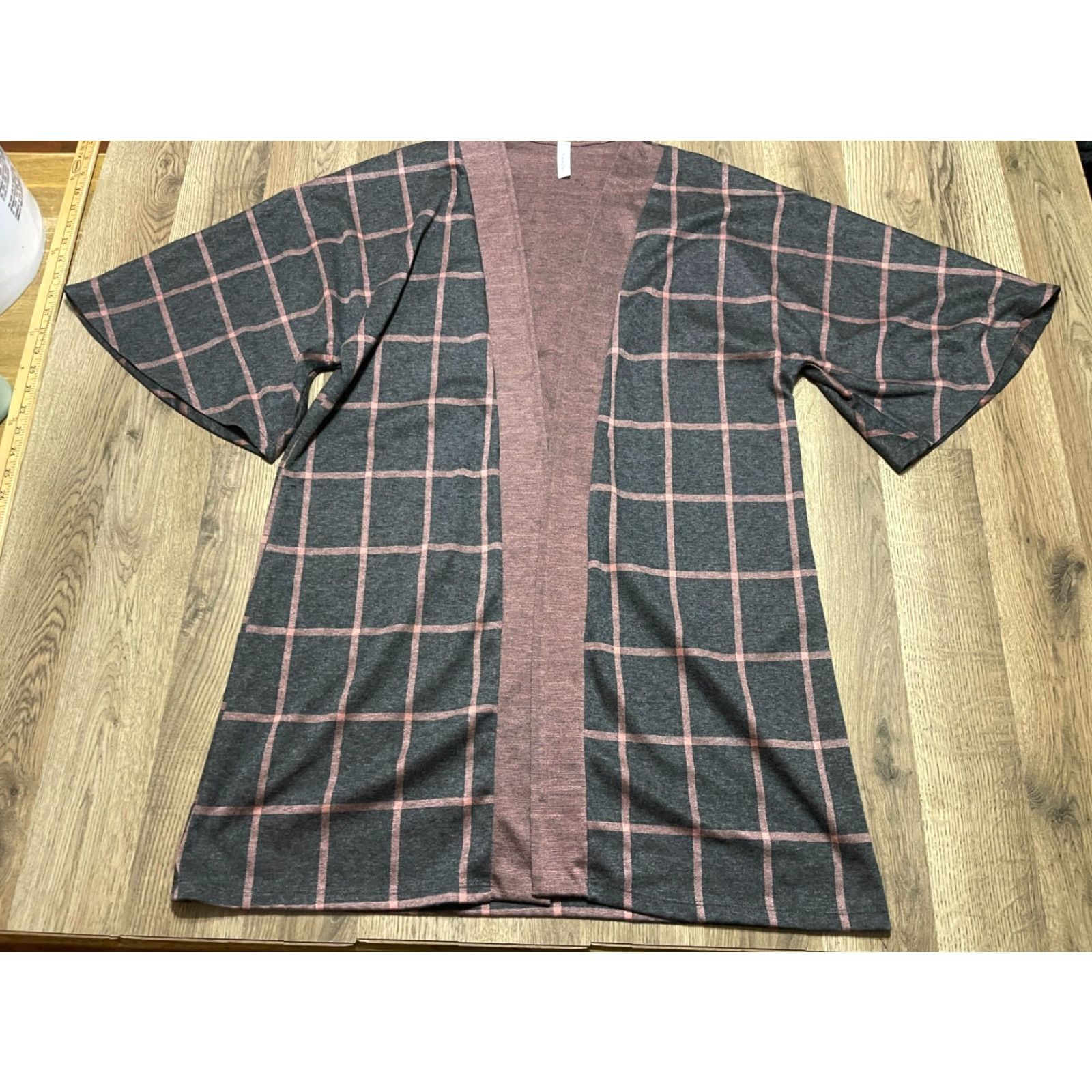 Vintage Twenty Ten Sweater Women's Large Cardigan Open Check Purple Gray Casual Fall Spring Summer Knit Size L / US 10 / IT 46 - 2 Thumbnail
