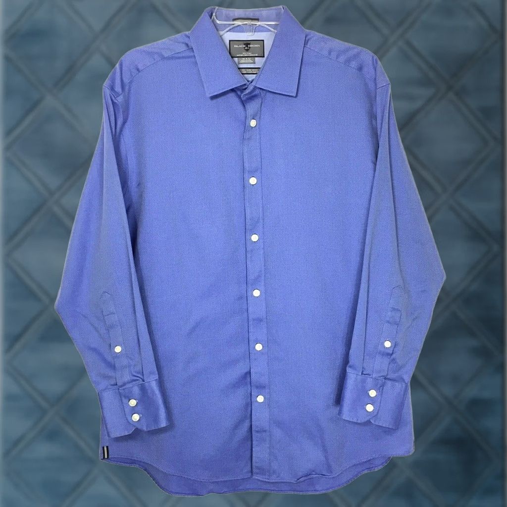Vintage Black Brown 1826 Shirt Mens 16.5 Slim Blue Long Sleeve Button Up Non-Iron Shadowed Button-Up Style Size US XL / EU 56 / 4 - 1 Thumbnail