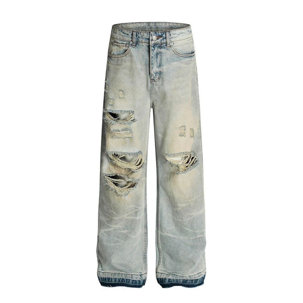 Vintage Men's vintage distressed raw edge heavy washed jeans Size US 32 / EU 48 - 1 Thumbnail