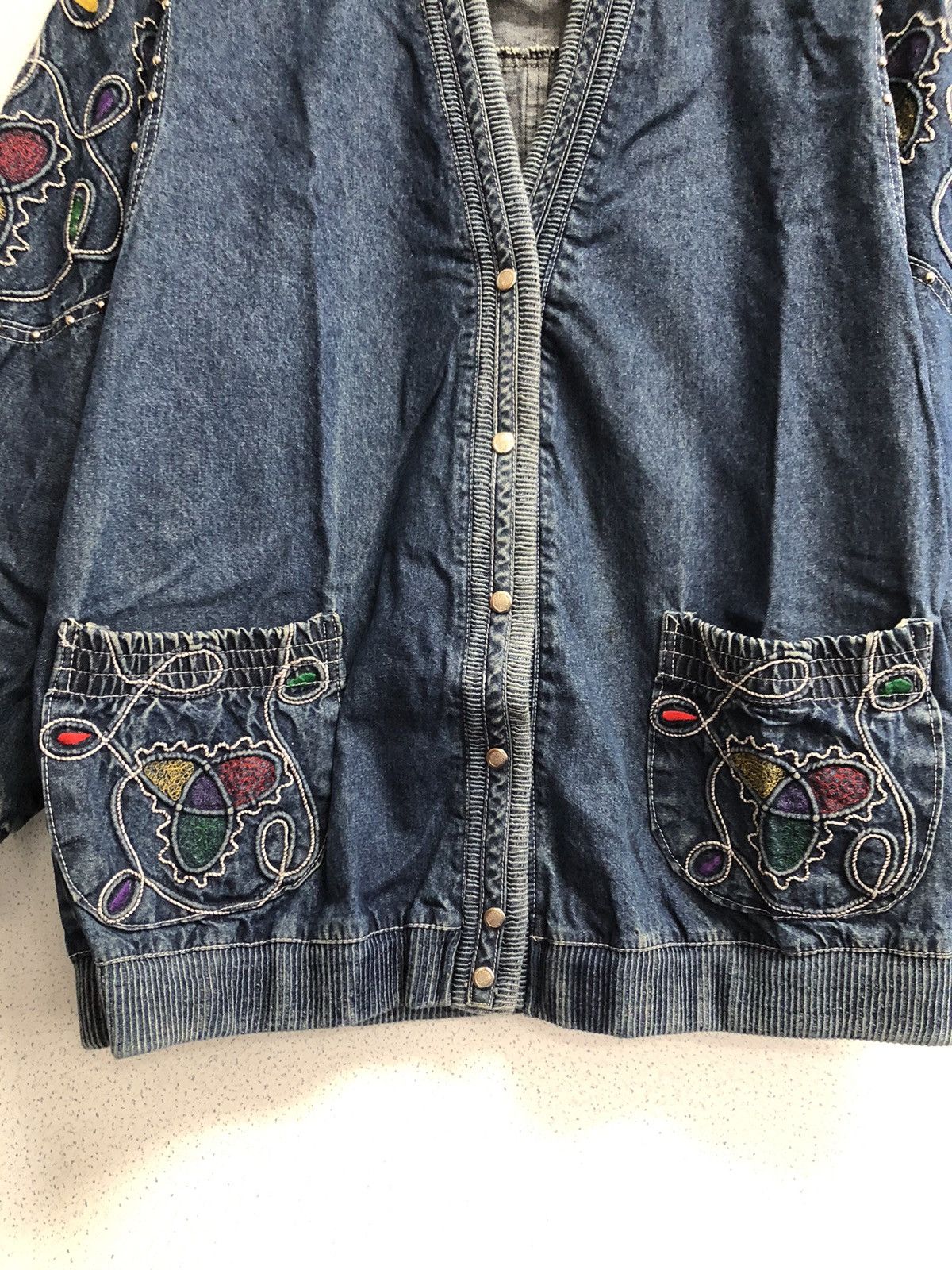 Vintage Unbranded Nice Designed Denim Jacket Size US L / EU 52-54 / 3 - 8 Thumbnail