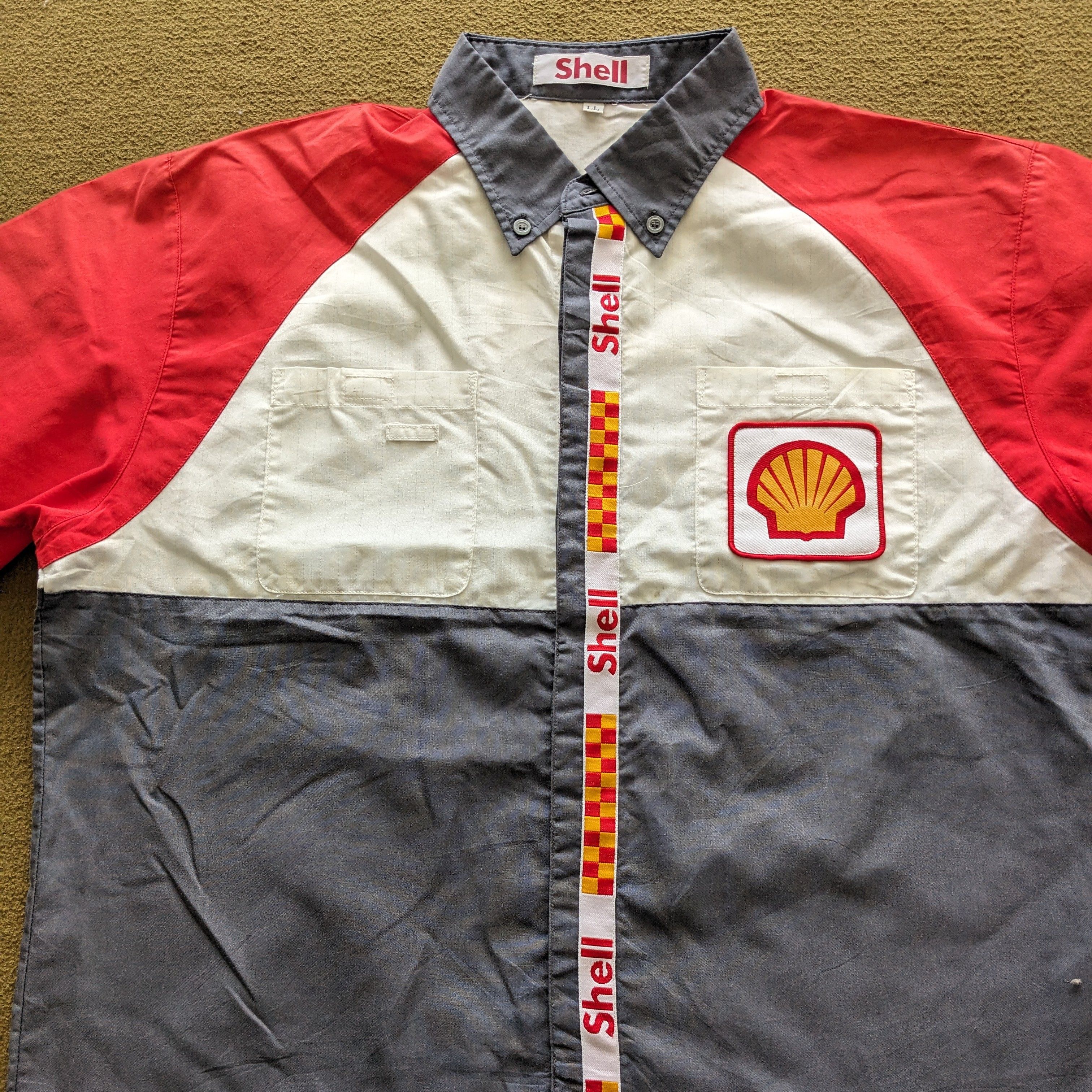 Vintage Vintage 90's SHELL Uniform Workers Shirts Size US XL / EU 56 / 4 - 2 Thumbnail