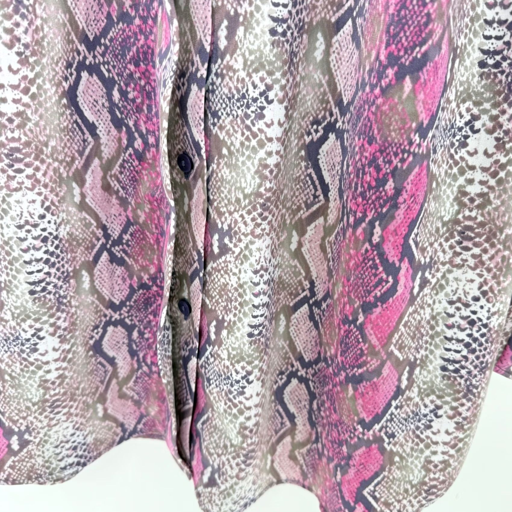 Worthington Worthington Blouse XL Pink Snake Print Sleeveless Button Up Top Womens Size XL / US 12-14 / IT 48-50 - 6 Thumbnail