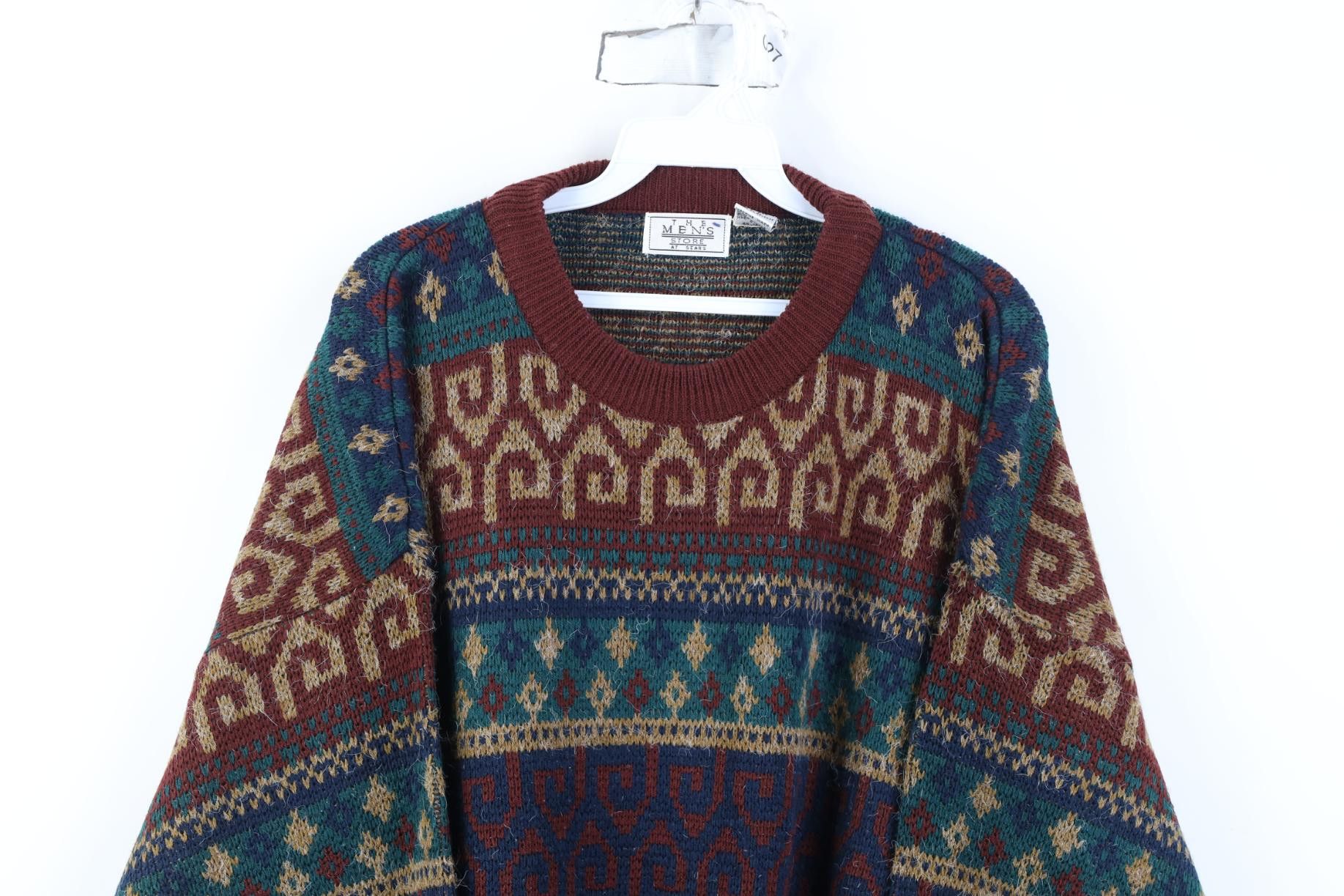 Vintage Vintage 90s Streetwear Geometric Fair Isle Crewneck Sweater Size US XL / EU 56 / 4 - 2 Thumbnail