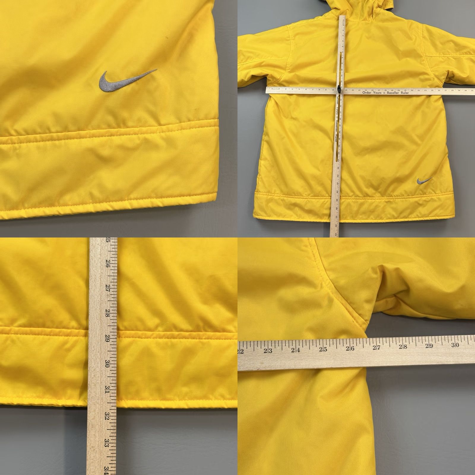 Nike VINTAGE Nike Jacket Mens Large Yellow Gray Fleece Reversible Hooded Swoosh Y2K Size US L / EU 52-54 / 3 - 9 Thumbnail