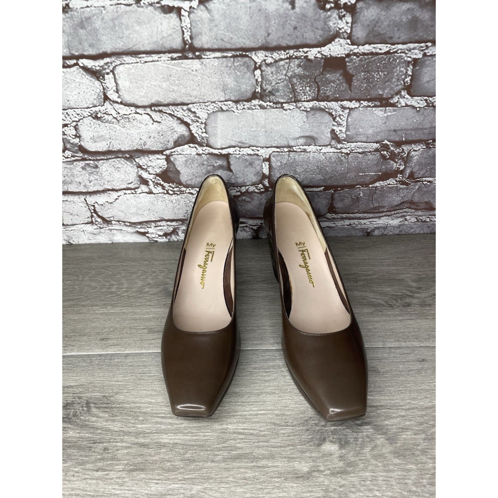 Salvatore Ferragamo Salvatore Ferragamo Brown Patent Leather Pump Wedges Shoes W Size US 7.5 / IT 37.5 - 10 Thumbnail