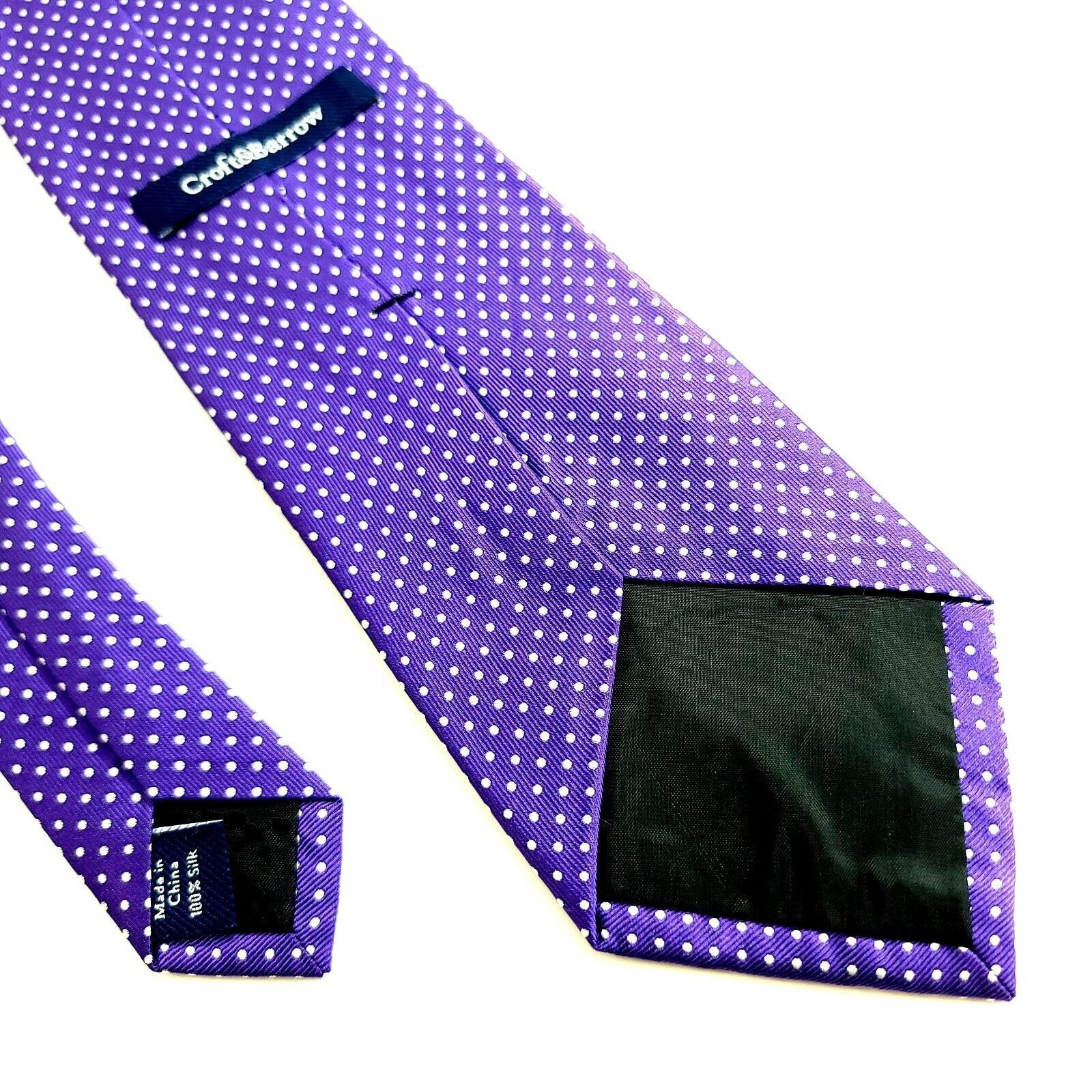 Croft & Barrow Croft & Barrow Woven Purple White Polka Dot Silk Tie Size ONE SIZE - 5 Thumbnail