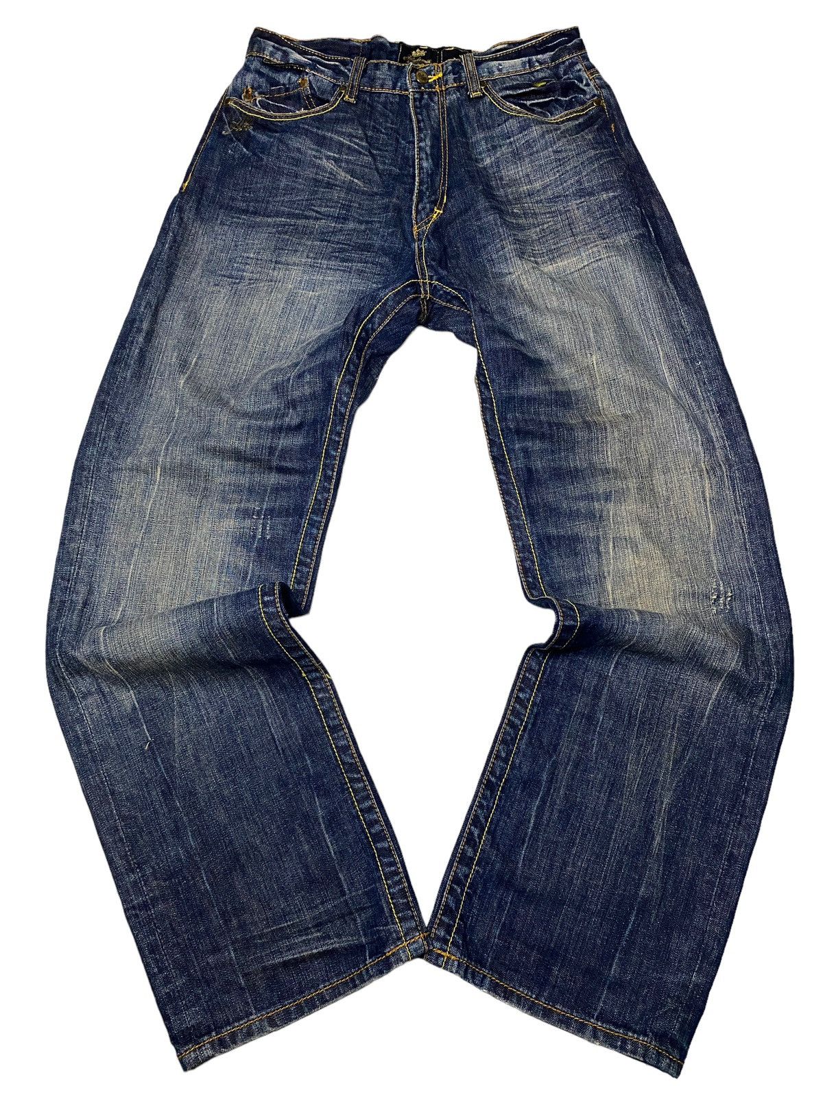 If Six Was Nine 2000's Akademiks Flared Tribal Seawash Jeans Size US 34 / EU 50 - 2 Thumbnail