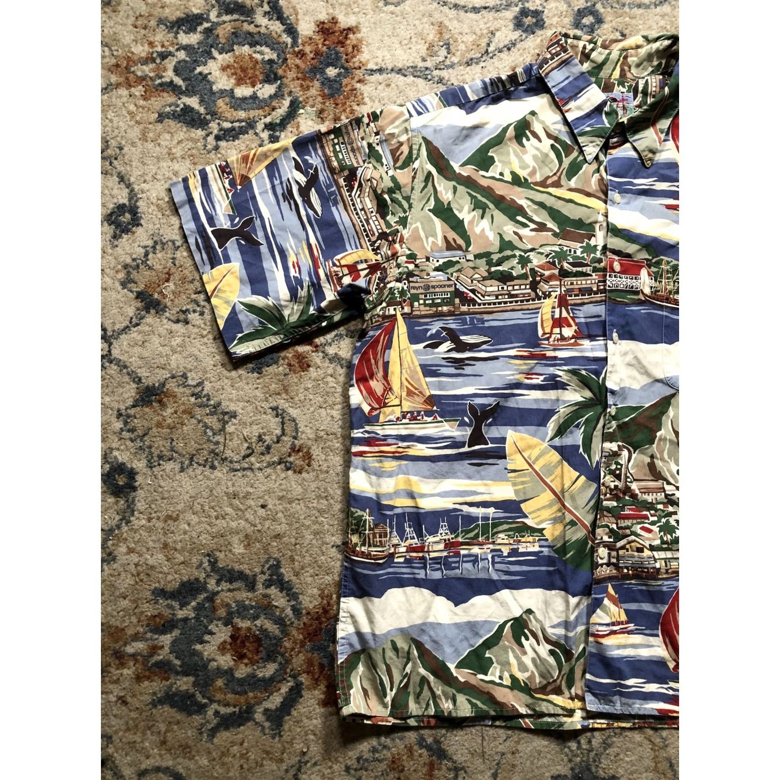 Reyn Spooner Reyn Spooner Shirt Mens L Blue Hawaiian Aloha Sailboats Whales Made Hawaii Button-Up Short Sleeve Size US L / EU 52-54 / 3 - 3 Thumbnail