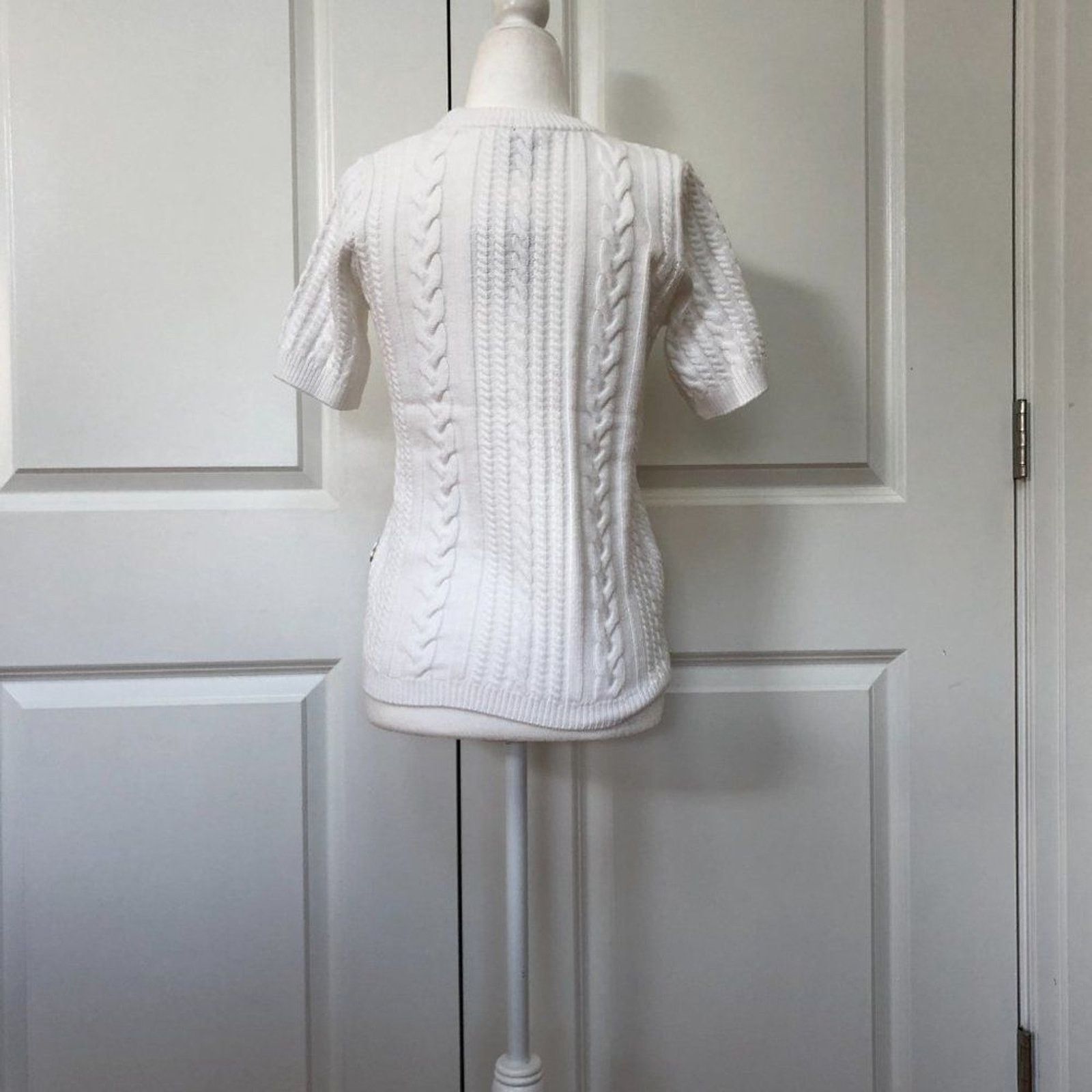 Magaschoni Short Sleeve Cable Knit Sweater from MAGASCHONI Size S / US 4 / IT 40 - 4 Thumbnail
