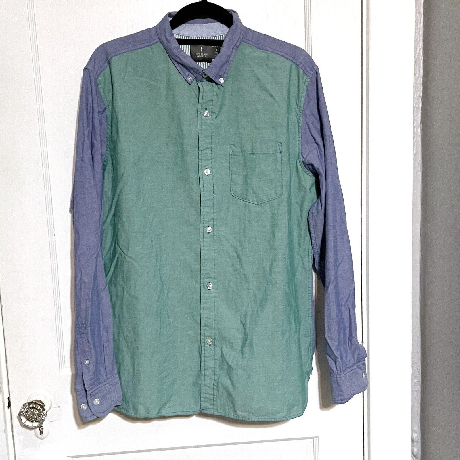 Hawkings Mcgill Hawkings McGill Button Down Shirt Blue Green Men's Large Size US L / EU 52-54 / 3 - 1 Thumbnail