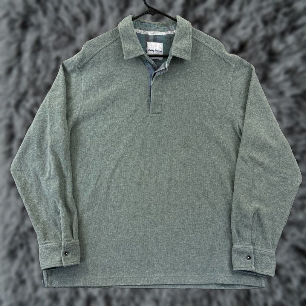 Tommy Bahama Tommy Bahama Sweater Men's XL Green Long Sleeve Pullover Preppy Button Crewneck Casual Knit Size US XL / EU 56 / 4 - 1 Thumbnail