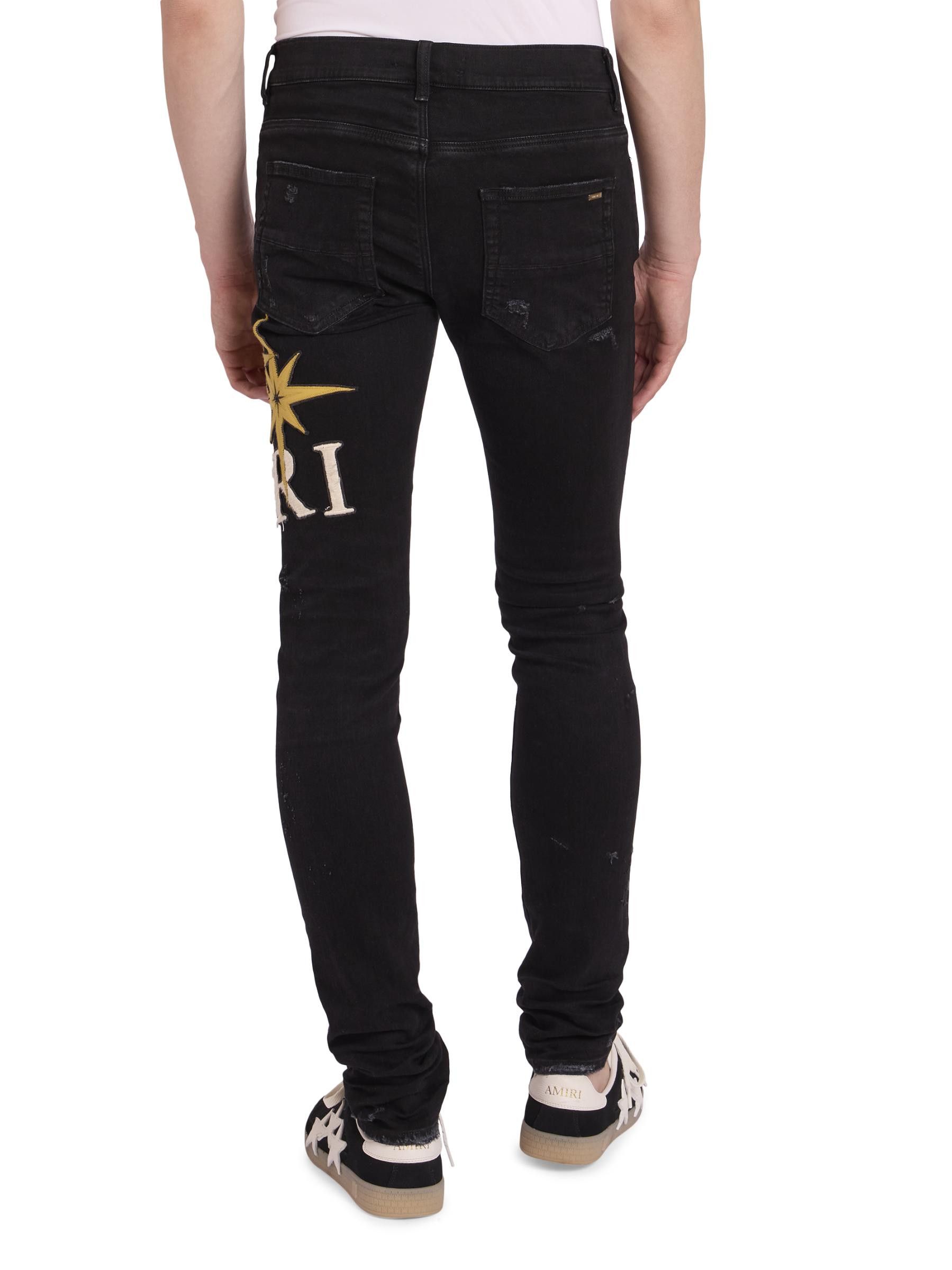 Amiri os11x0625 Starburst Applique Skinny Jeans in Vintage Black Size US 32 / EU 48 - 4 Thumbnail