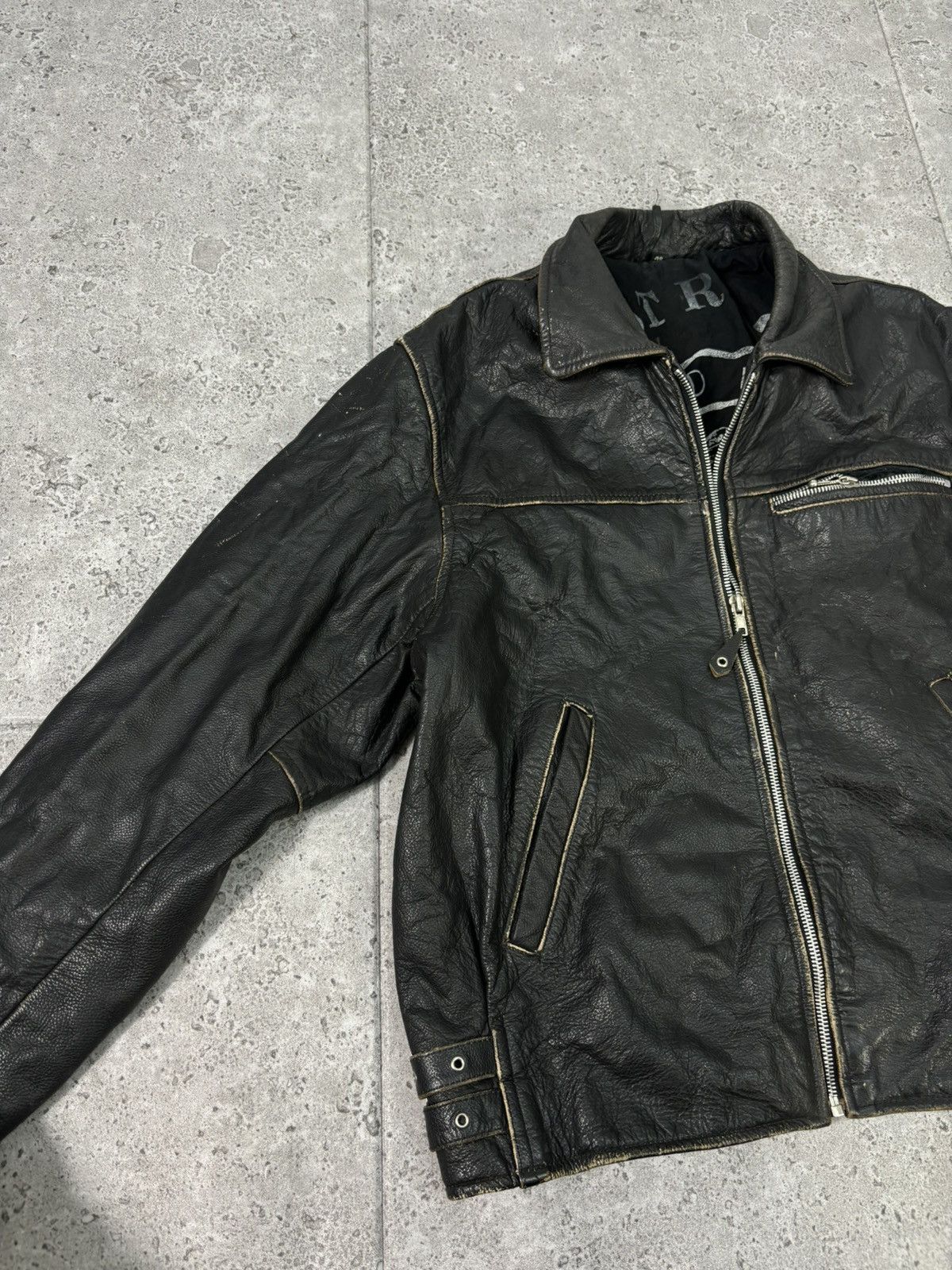 Japanese Brand Archive 2000s Distressed Faded Leather Jacket Avant Garde Size US M / EU 48-50 / 2 - 5 Thumbnail