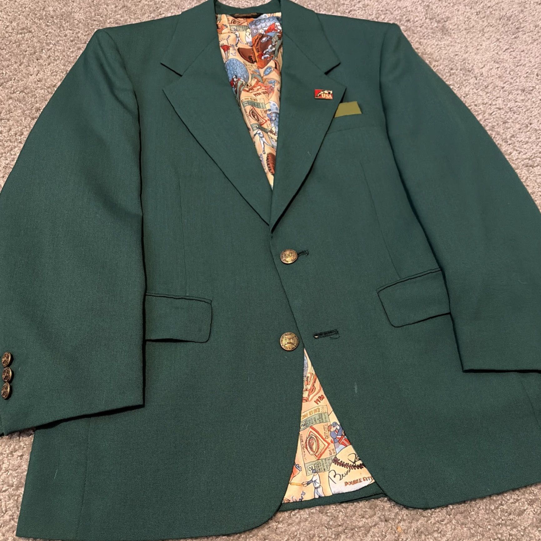 Vintage VINTAGE Palm Beach Blazer Of Champions Green Masters Blazer Jacket 42R Men's Green 2 Piece Beach Regular Mens Size 42R - 3 Thumbnail