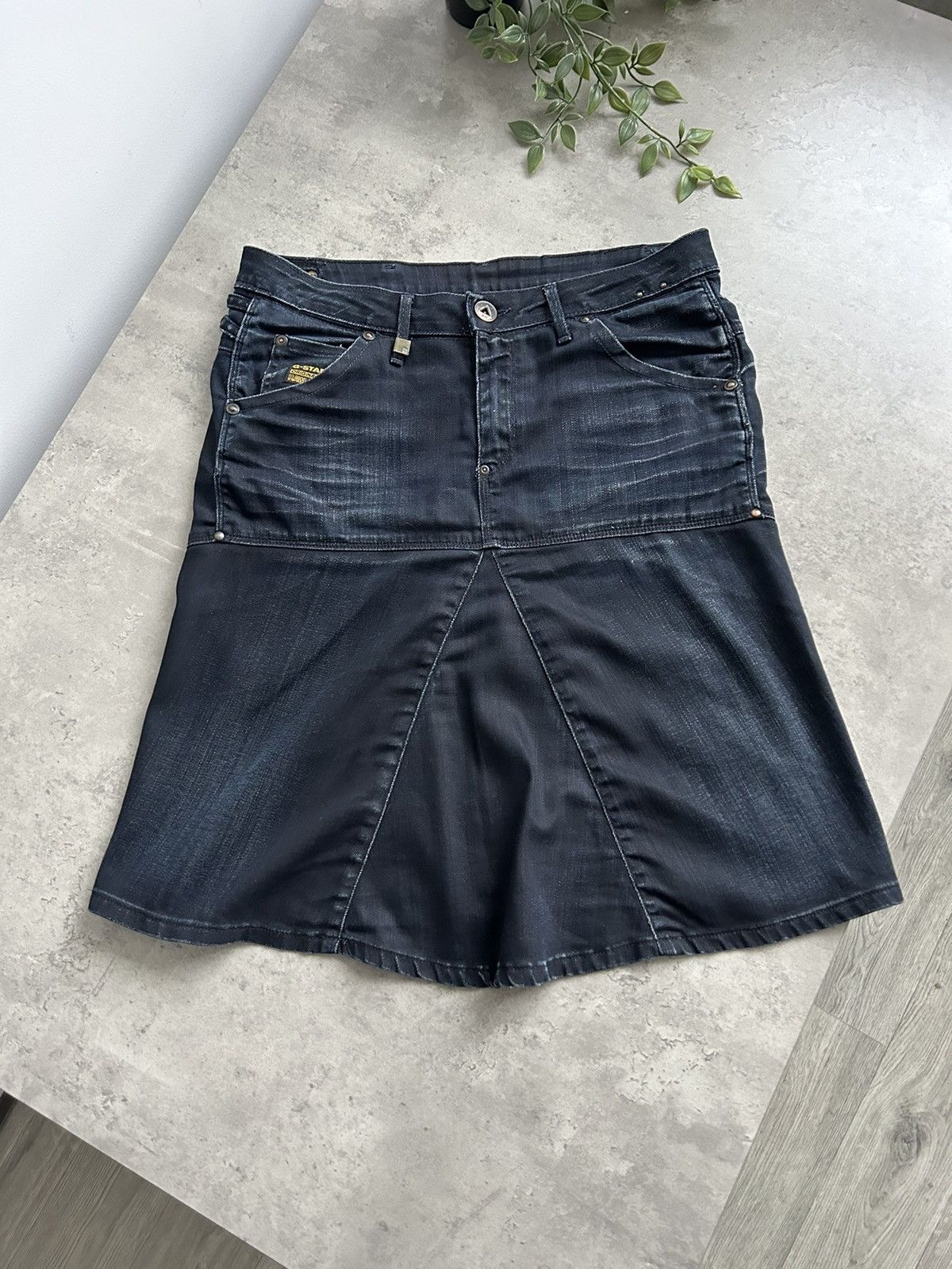 G-Star Vintage Cargo GStar waxed skirt denim Size 29" - 1 Thumbnail
