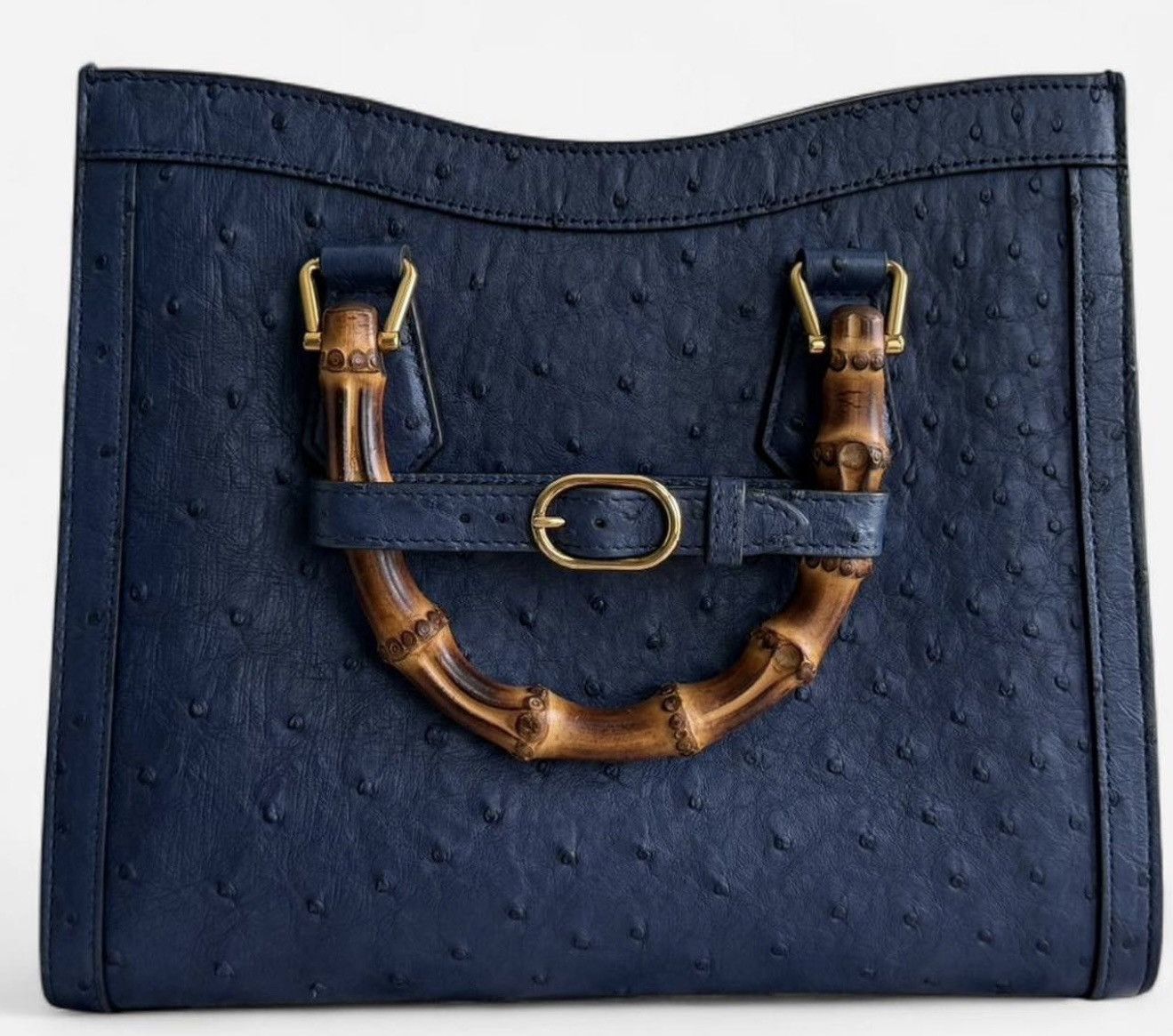Gucci Ultra-rare limited-edition Gucci Diana Ostrich/ Bamboo tote Size ONE SIZE - 2 Thumbnail