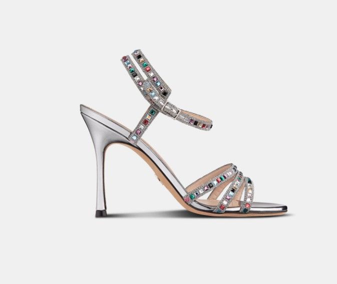 Dior o1w1db10924 Gem Heeled Sandal in Silver Size US 8 / IT 38 - 1 Thumbnail