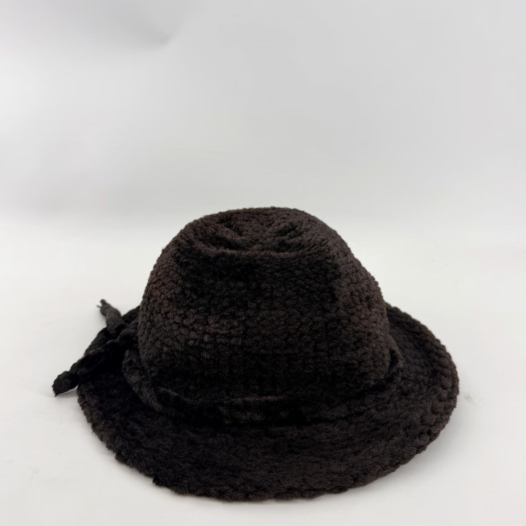 MCM VINTAGE 60s 70s Italian Knit Bucket Hat Cloche Italy Chlorvinyl MCM Astrakan Brown Womens One Size Knit Choc Brown Accent Bow Fall Winter Size ONE SIZE - 2 Thumbnail