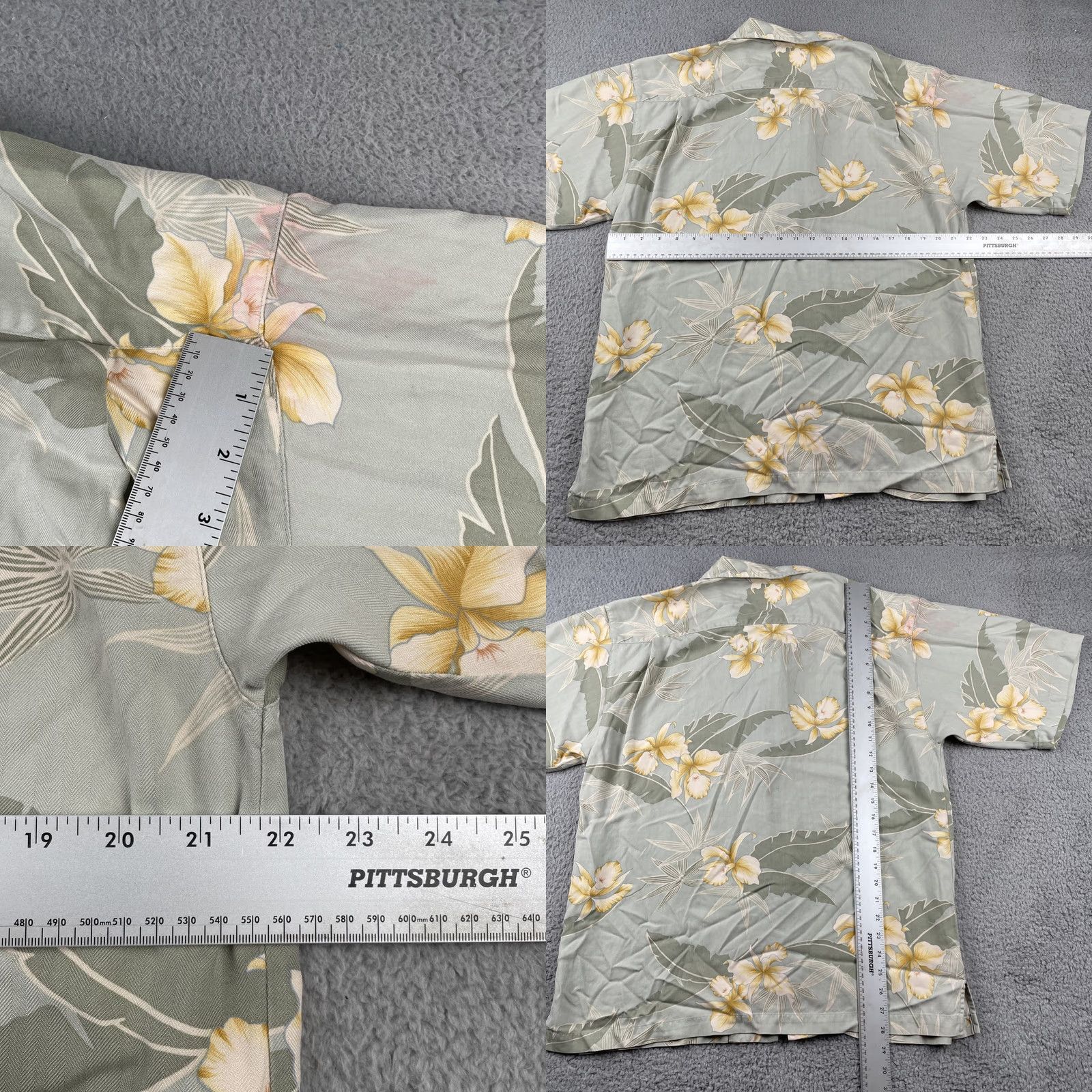 Tommy Bahama VINTAGE Tommy Bahama Shirt Green Floral Silk Button-Up Short Sleeve L Mens Size US L / EU 52-54 / 3 - 10 Thumbnail