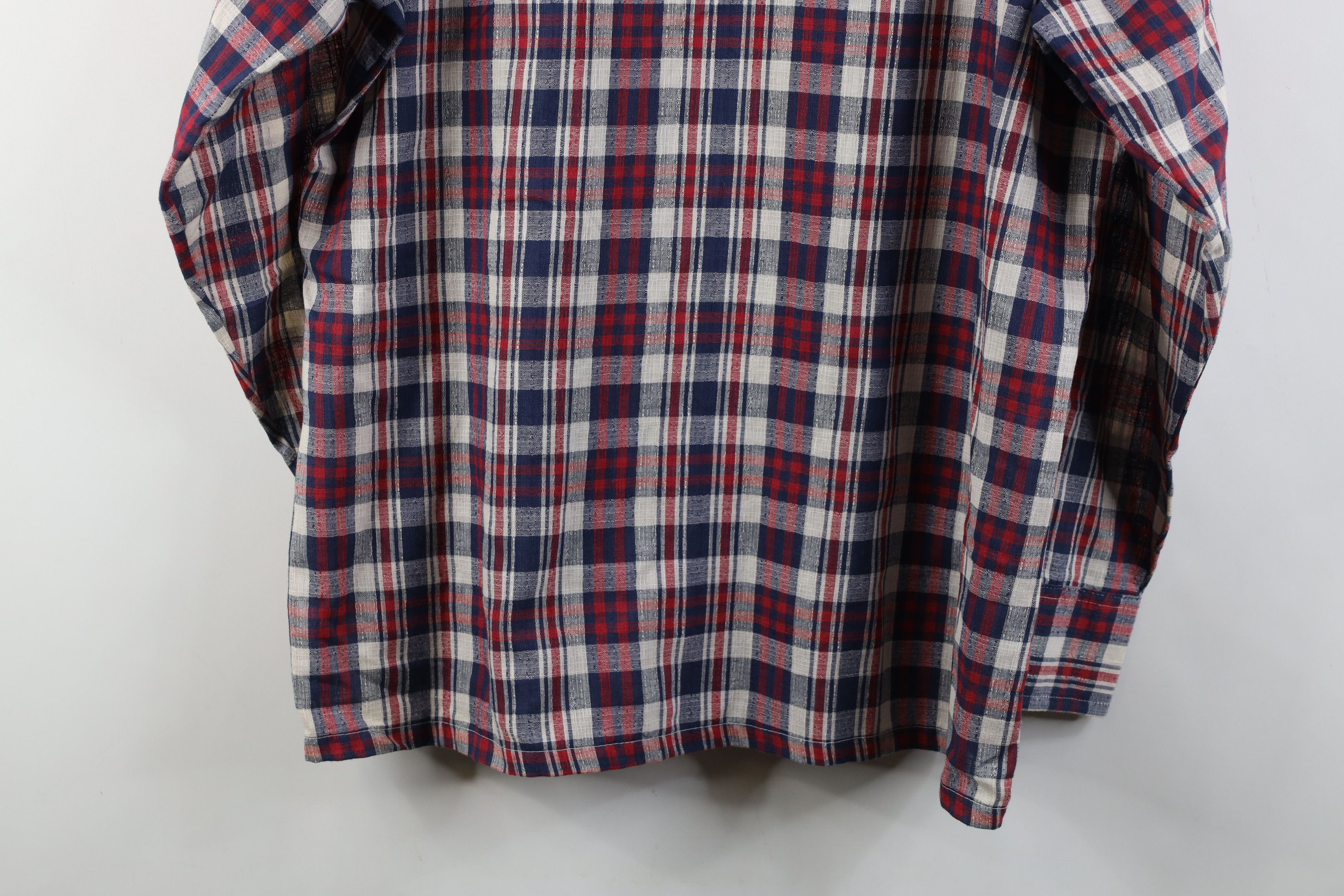 Vintage Vintage 70s Streetwear Knit Collared Button Shirt Plaid Size US L / EU 52-54 / 3 - 13 Thumbnail