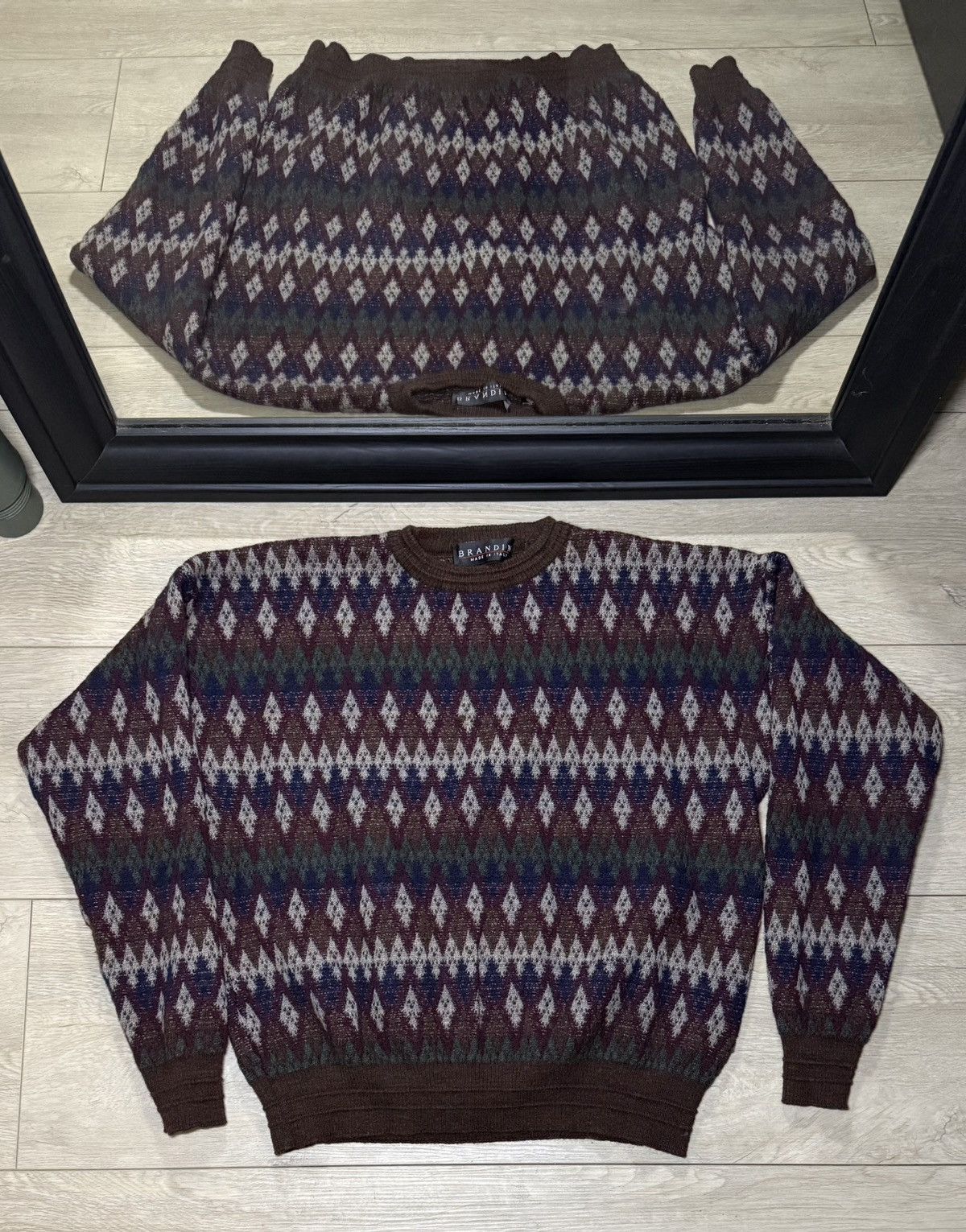 Coogi Vintage 1990s Brandini Italy Made All Over Print Knit Sweate Size XL / US 12-14 / IT 48-50 - 1 Thumbnail