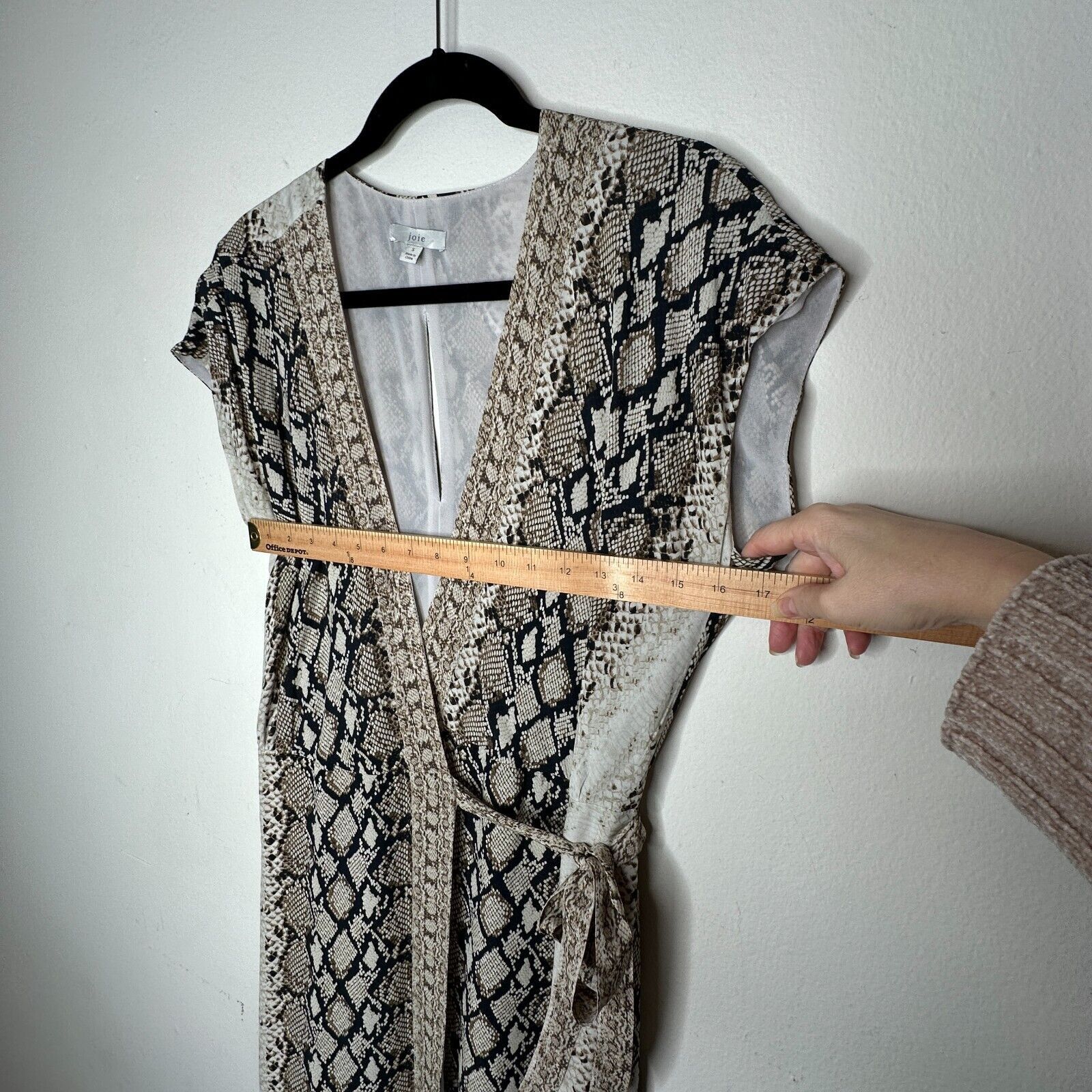 Joie Joie Porcelain Bethwyn C Snakeskin Wrap A-Line Dress SM Size S / US 4 / IT 40 - 15 Thumbnail