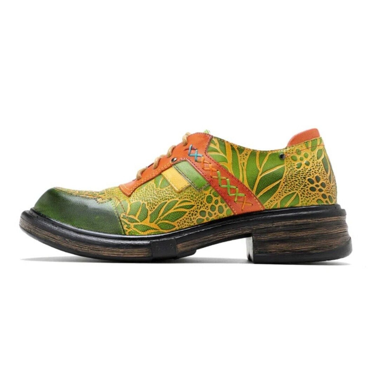 & Other Stories New BOHO Hand Printed Hippie Art Leather Oxford Shoes 5/6 36 Size US 6 / IT 36 - 10 Thumbnail
