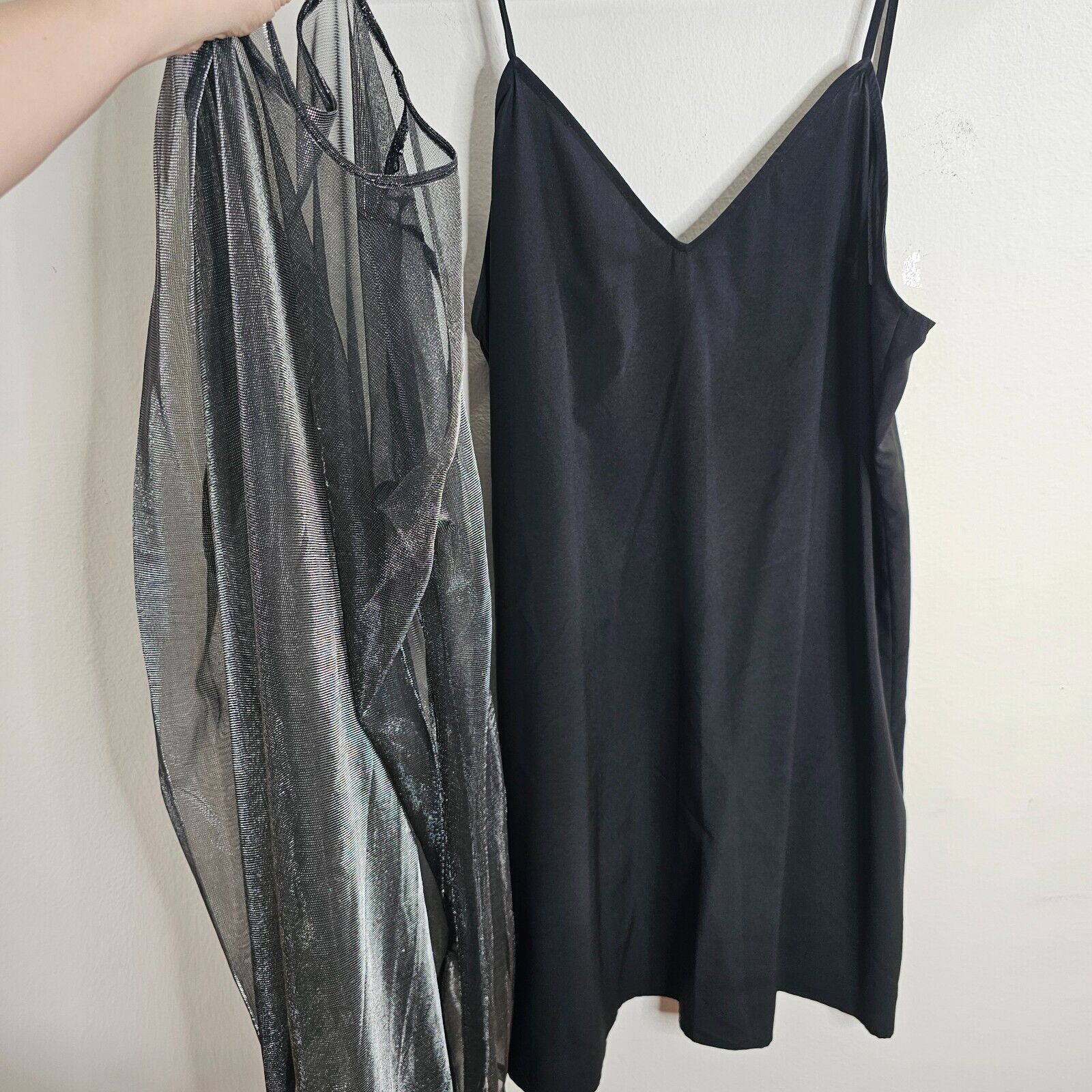 The Kooples The Kooples Smokey Silver Metallic Sheer Over Black Slip L Size L / US 10 / IT 46 - 4 Thumbnail