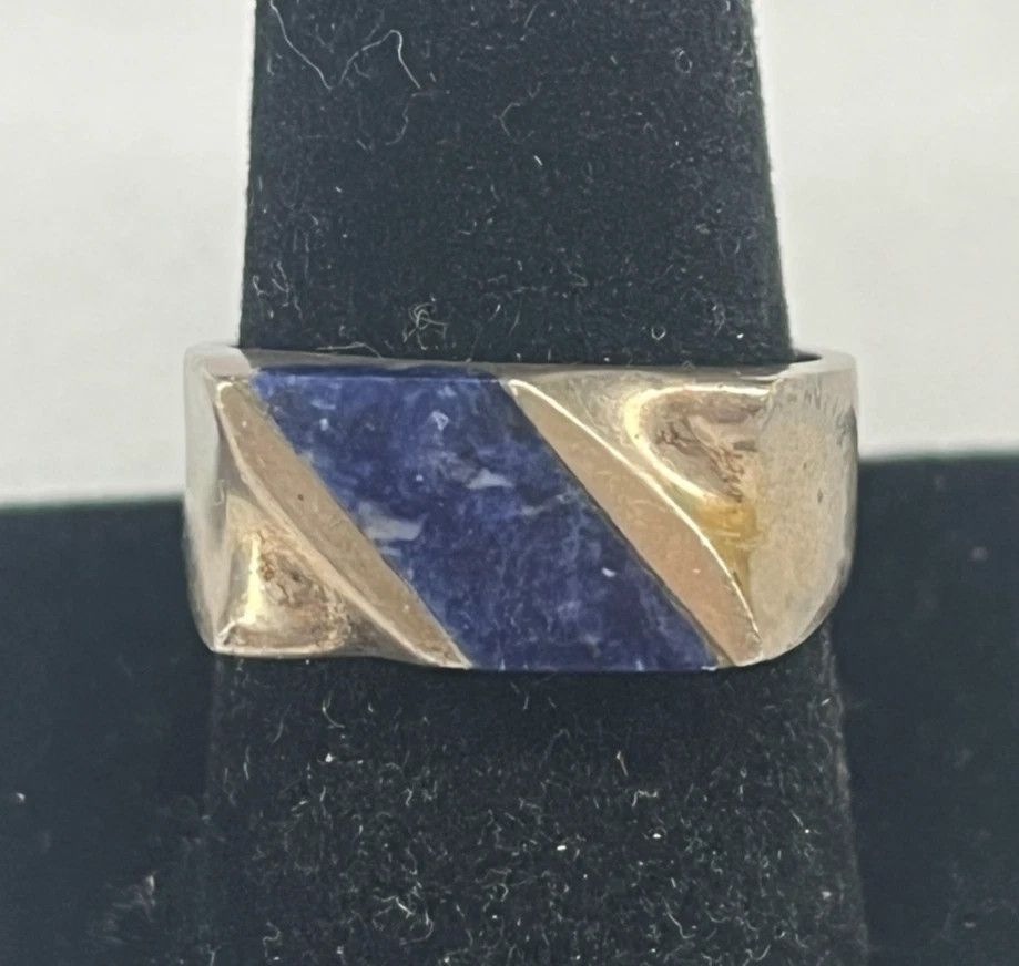 Jewelry Vintage Sterling Silver Ring Blue Sodalite 10 Mexico Size ONE SIZE - 1 Thumbnail