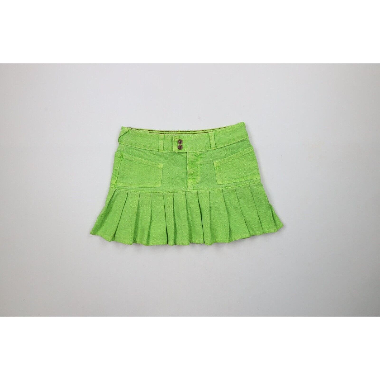 Vintage × Von Dutch Vintage 90s Y2K Von Dutch Babydoll Ruffled Denim Mini Skirt Size 26" / US 2 / IT 38 - 1 Thumbnail
