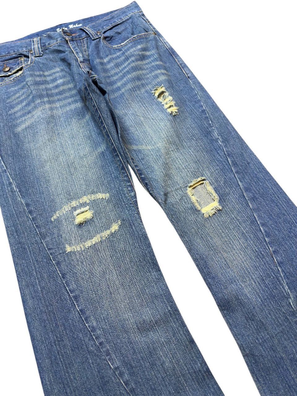 Tornado Mart Vintage Body Maker Flare Dragon Embroidery Pocket Denim Size US 33 - 3 Thumbnail