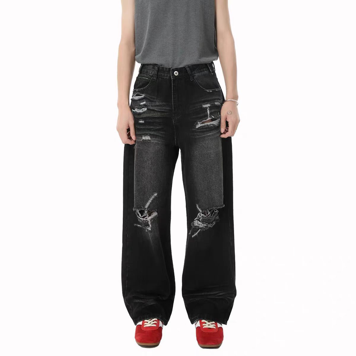 Japanese Brand × Jean Street distressed ripped vintage baggy jeans Size US 32 / EU 48 - 2 Thumbnail
