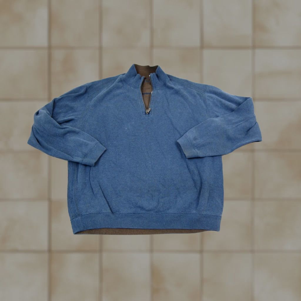 Tommy Bahama Tommy Bahama Sweater Mens L Blue Reversible 1/4 Zip Knit Cotton Casual Knitwear Pullover Size US L / EU 52-54 / 3 - 1 Thumbnail