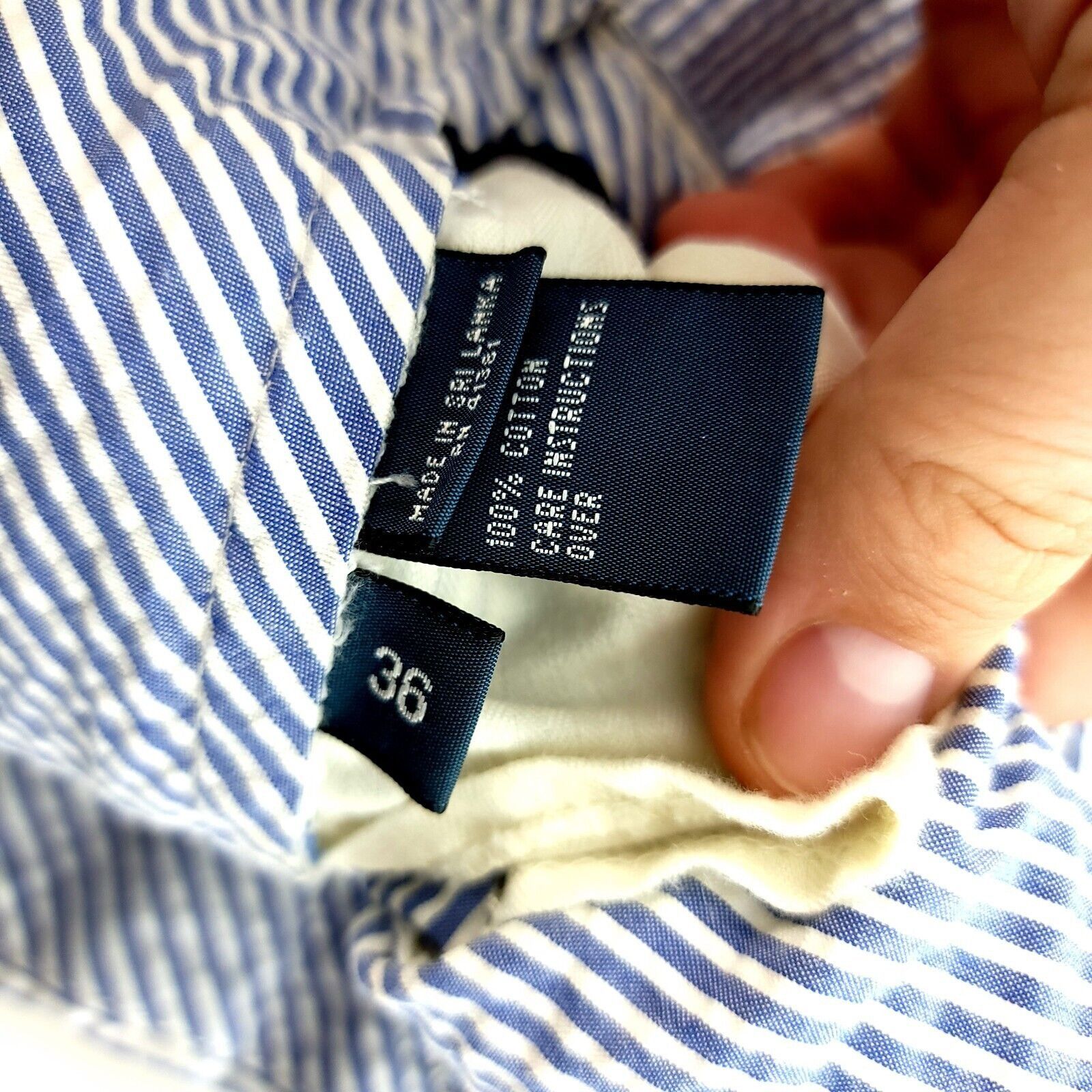 Polo Ralph Lauren Polo Ralph Lauren Suffield Fit Blue White Striped Seersucker Size US 36 / EU 52 - 8 Thumbnail