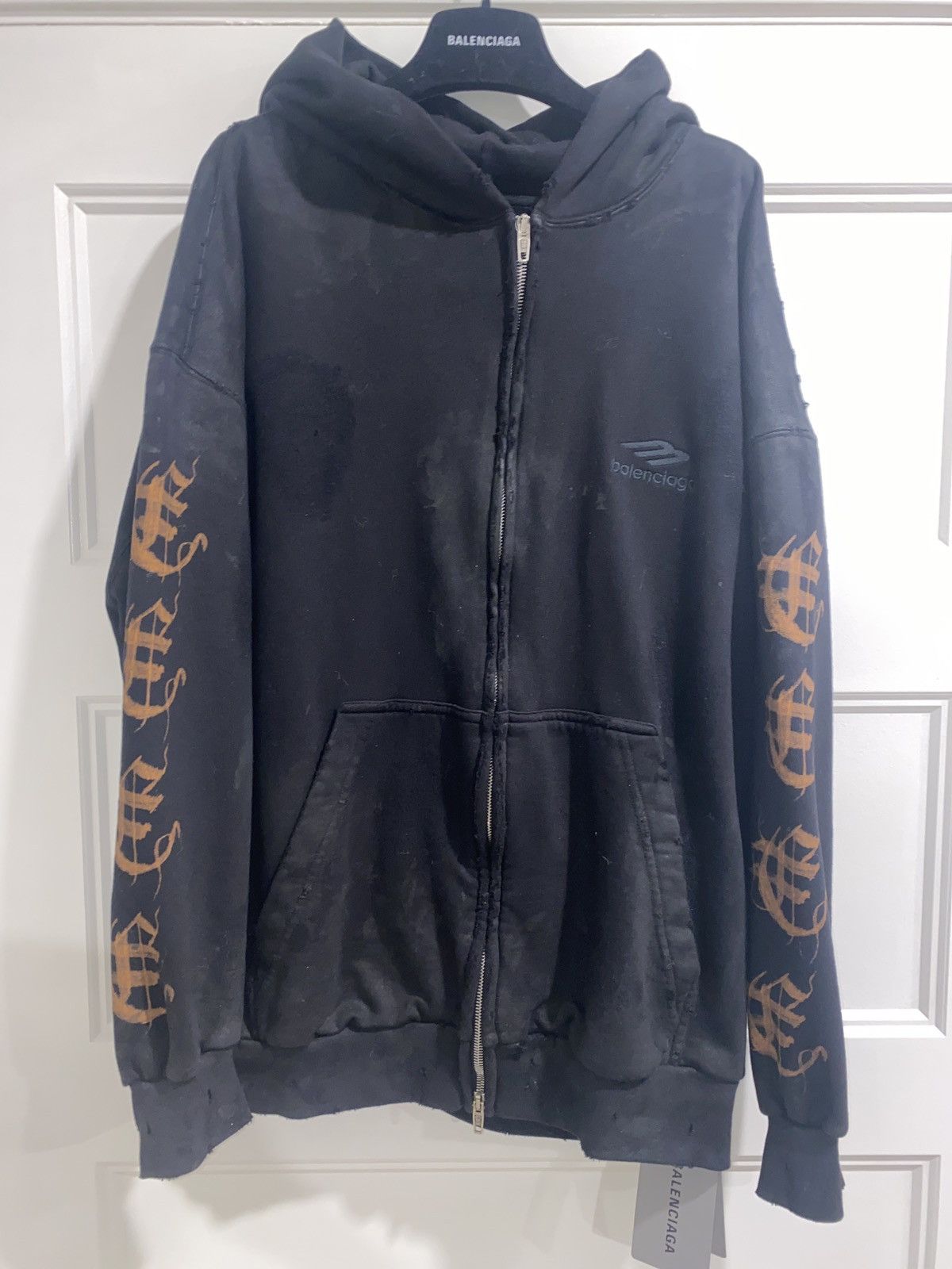 image of Balenciaga Heavy Metal Zip Up in Black, Men's (Size Small)