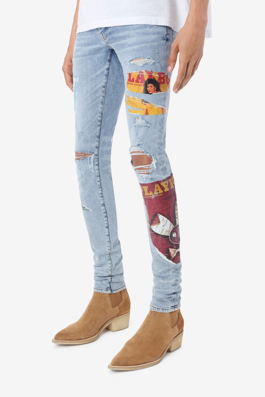 o1gr1nt0525 Playboy Magazine Jeans in Light Vintage