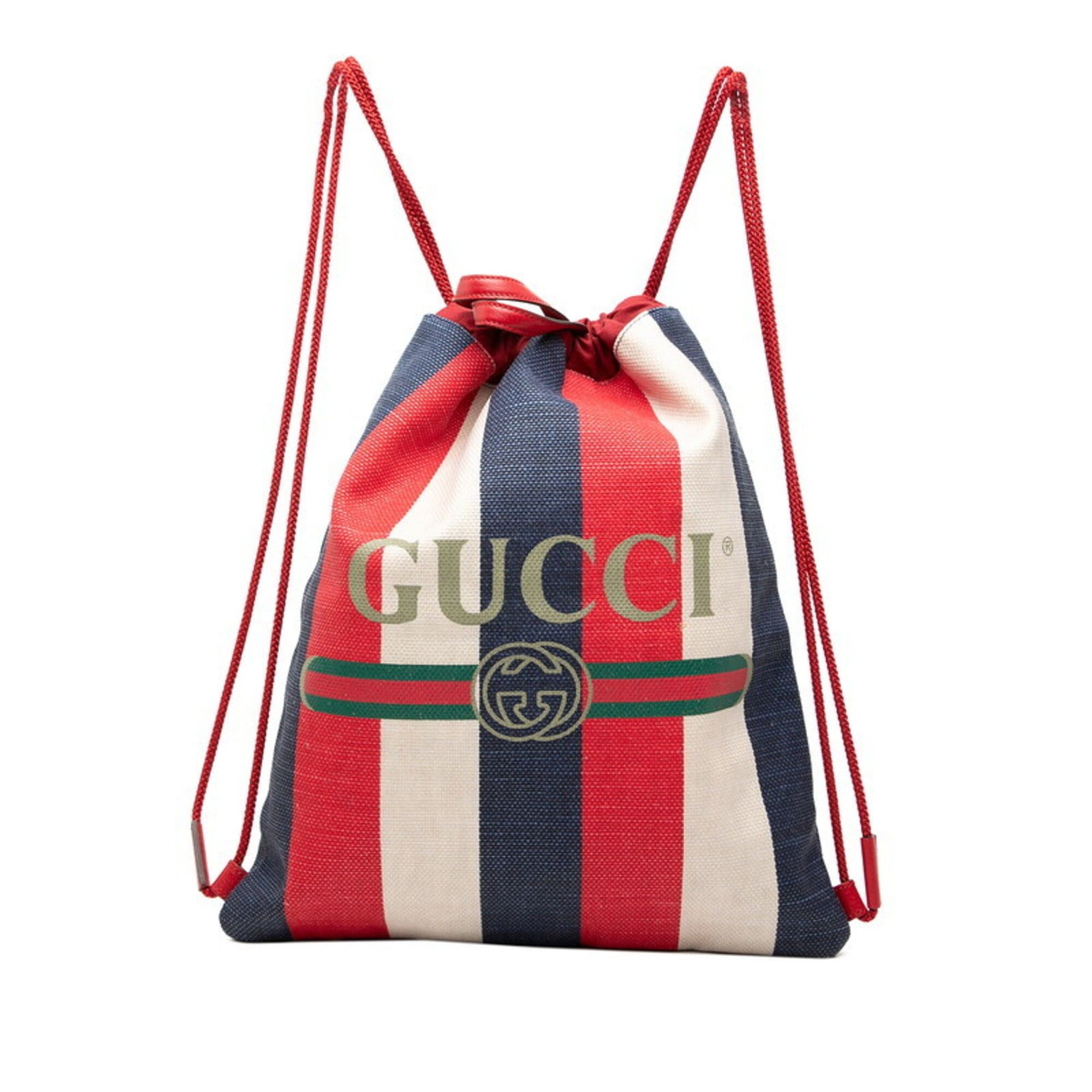 Gucci Gucci Low-Ring Medium Backpack 473872 Red White Blue Canvas Women's GUCCI Size ONE SIZE - 1 Thumbnail