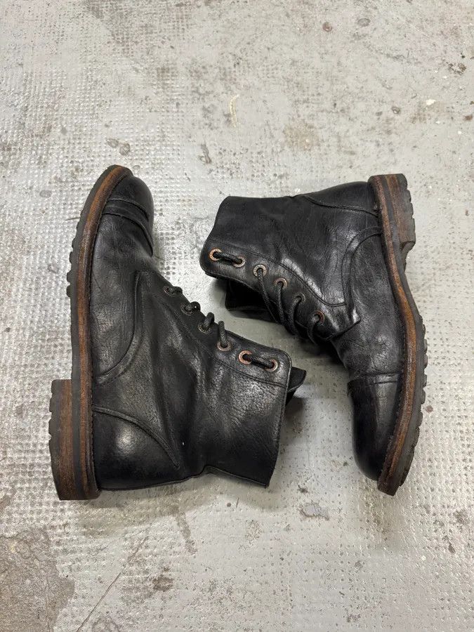 Designer × Dolce & Gabbana × Vintage 2000s Dolce & Gabbana Black Eroded Leather Boots Size US 8.5 / EU 41-42 - 2 Thumbnail