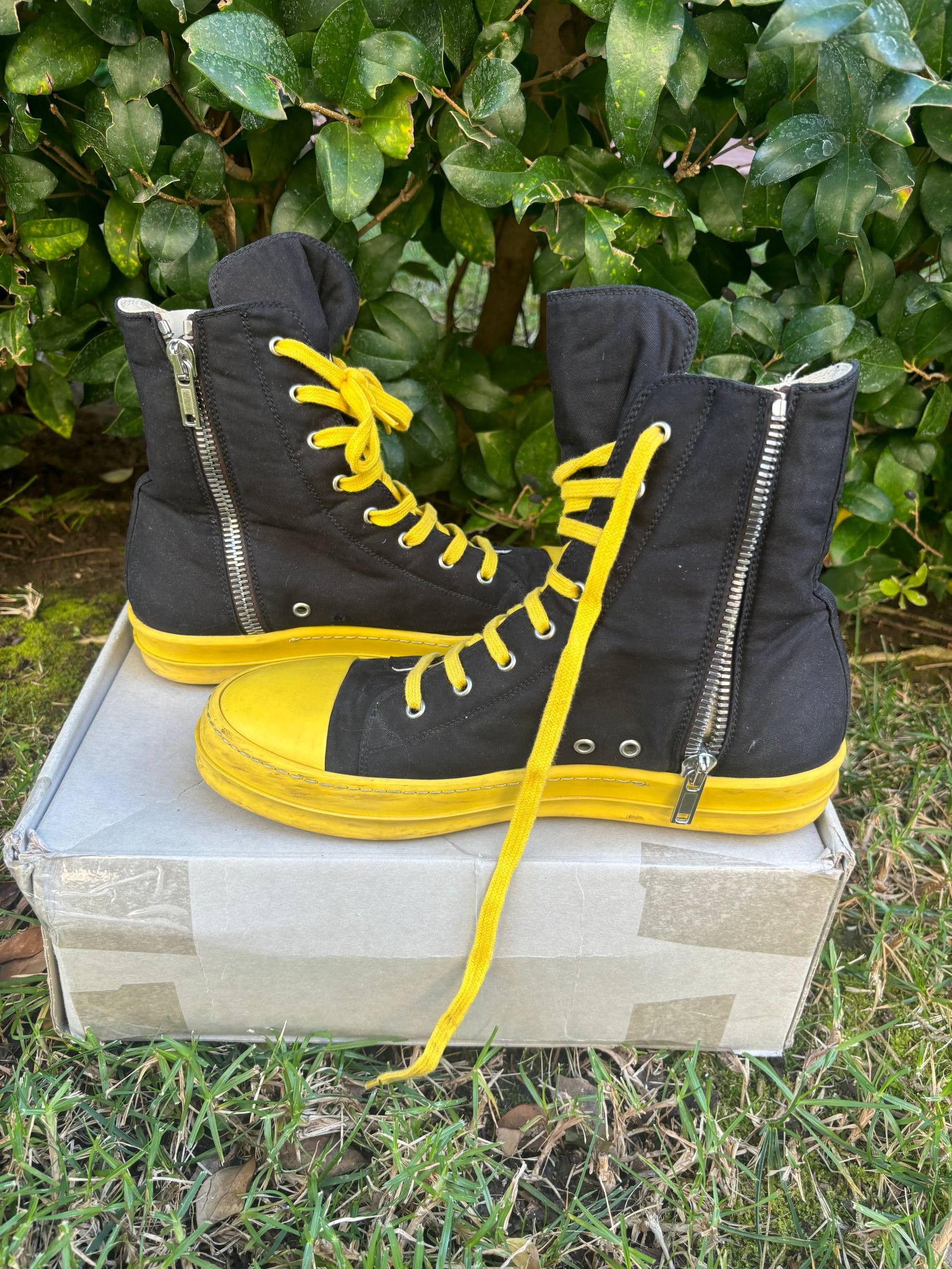 Rick Owens Drkshdw Rick Owens Ramones High Rare ‘Yellow’ Sole Size US 9 / EU 42 - 2 Thumbnail