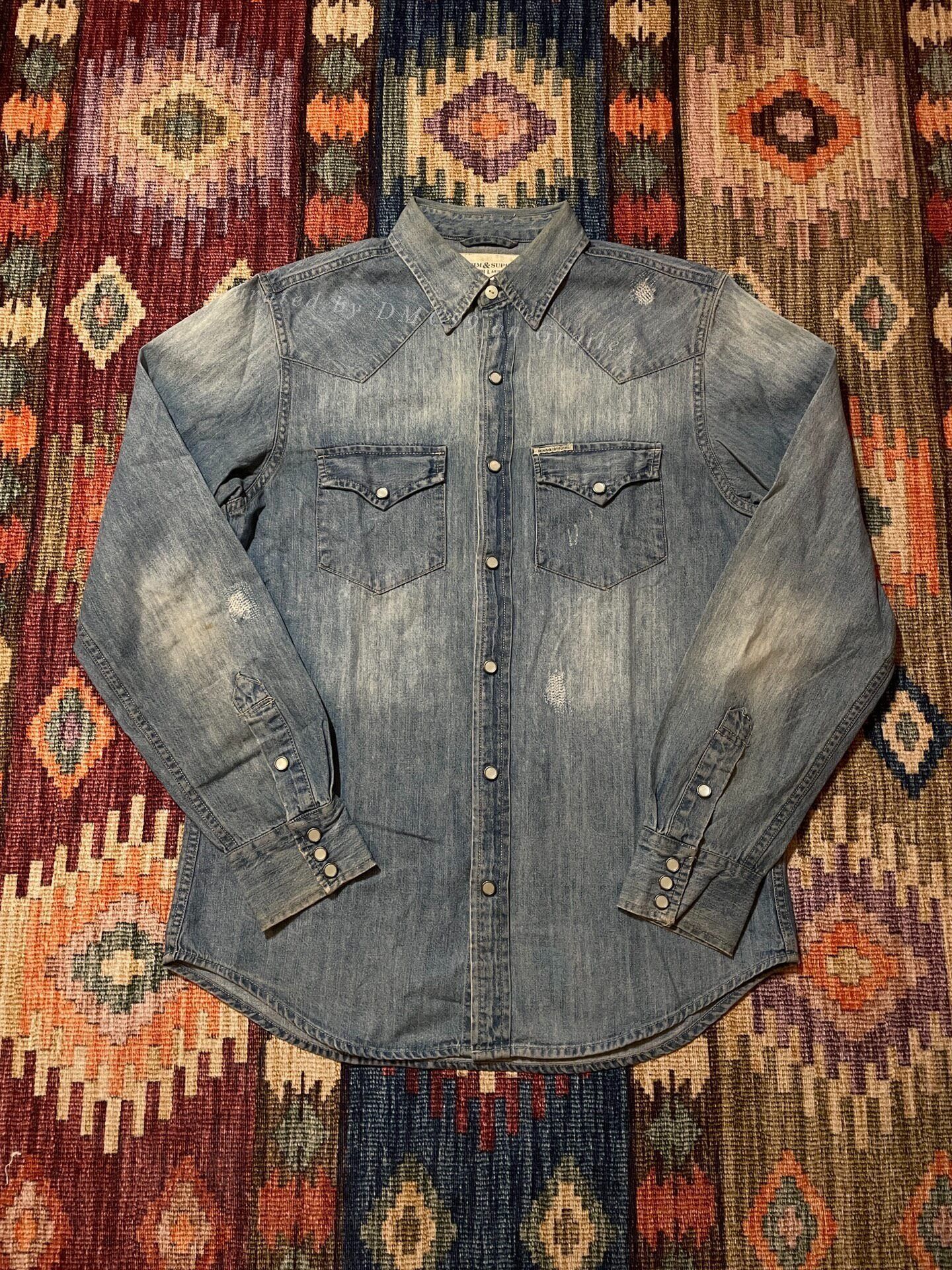 Denim & Supply Ralph Lauren Ralph Lauren Distressed Washed Denim Shirt Size US S / EU 44-46 / 1 - 1 Thumbnail