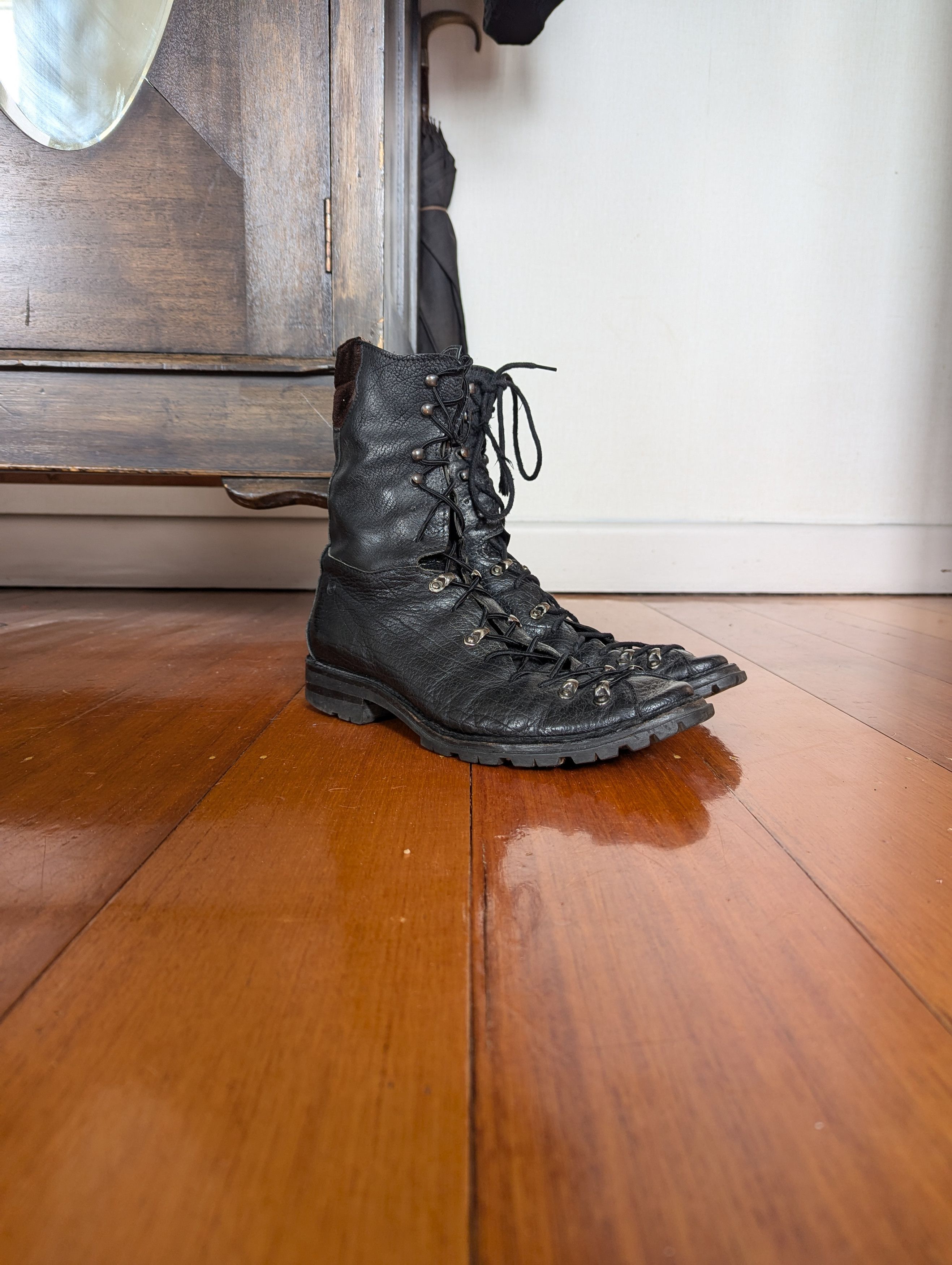 ブーツその他 marsell BOOTS (MW3961147 666) MARSELL - Black Parrucca Leather Lace up Zip up Boots IT 37