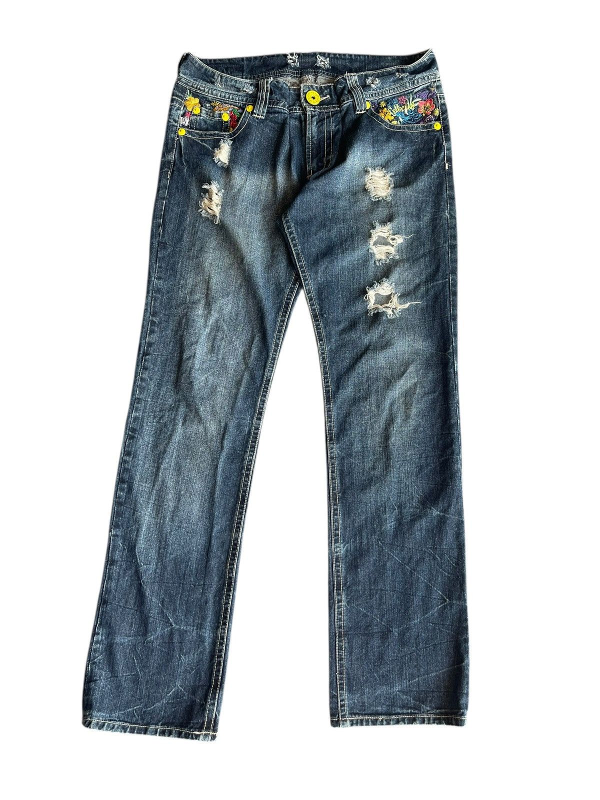 Designer × Japanese Brand Surf Hawaii Y2K Jeans Embroidery Floral Pocket Size US 34 / EU 50 - 2 Thumbnail