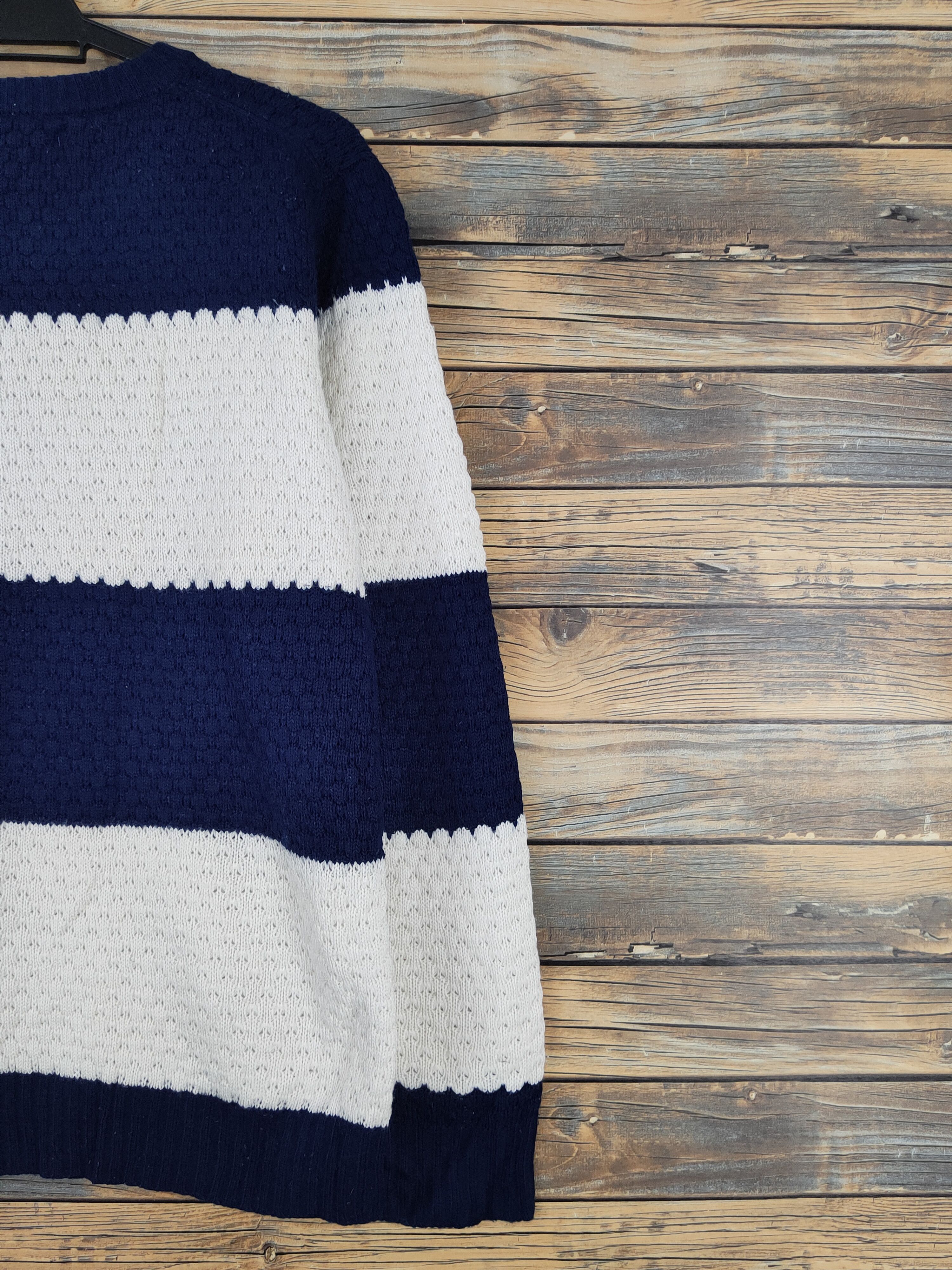 Homespun Knitwear Cathy's Closet Navy Cream Stripe Knitwear Sweatshirts#W 1004 Size US M / EU 48-50 / 2 - 9 Thumbnail