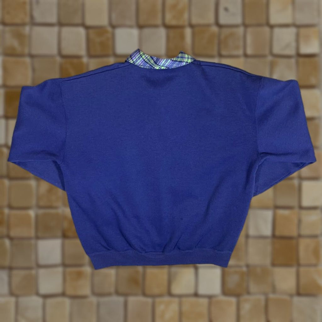 Vintage VINTAGE Alice Collins Cottage Core Check Trim Collared Sweatshirt Women Small Blue 90s 12066 Ladies Pullover Size S / US 4 / IT 40 - 1 Thumbnail