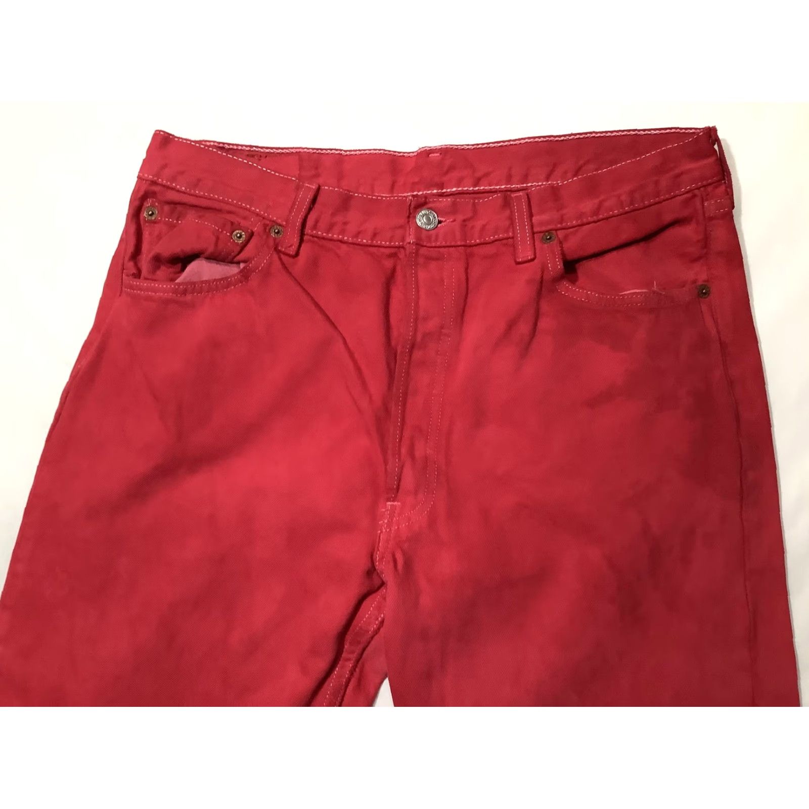 Levi's VINTAGE Levi's 501 Jeans Mens 32x29 Red Button Fly United States 90s Cotton Denim Straight Size US 32 / EU 48 - 2 Thumbnail