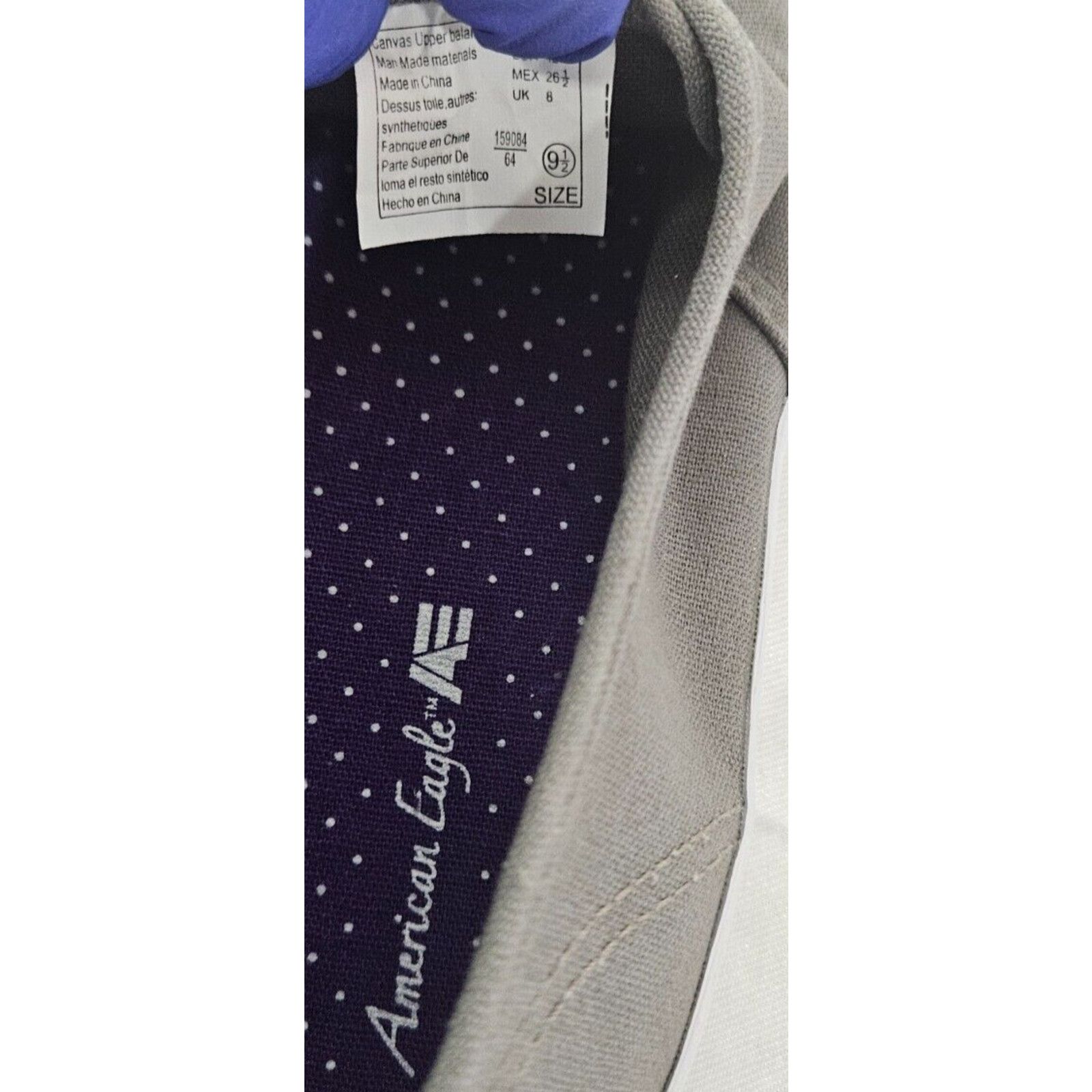 Other American Eagle Men’s Lace-Up Canvas Shoes Grey Casual Sz 9.5 Size US 9.5 / EU 42-43 - 5 Thumbnail