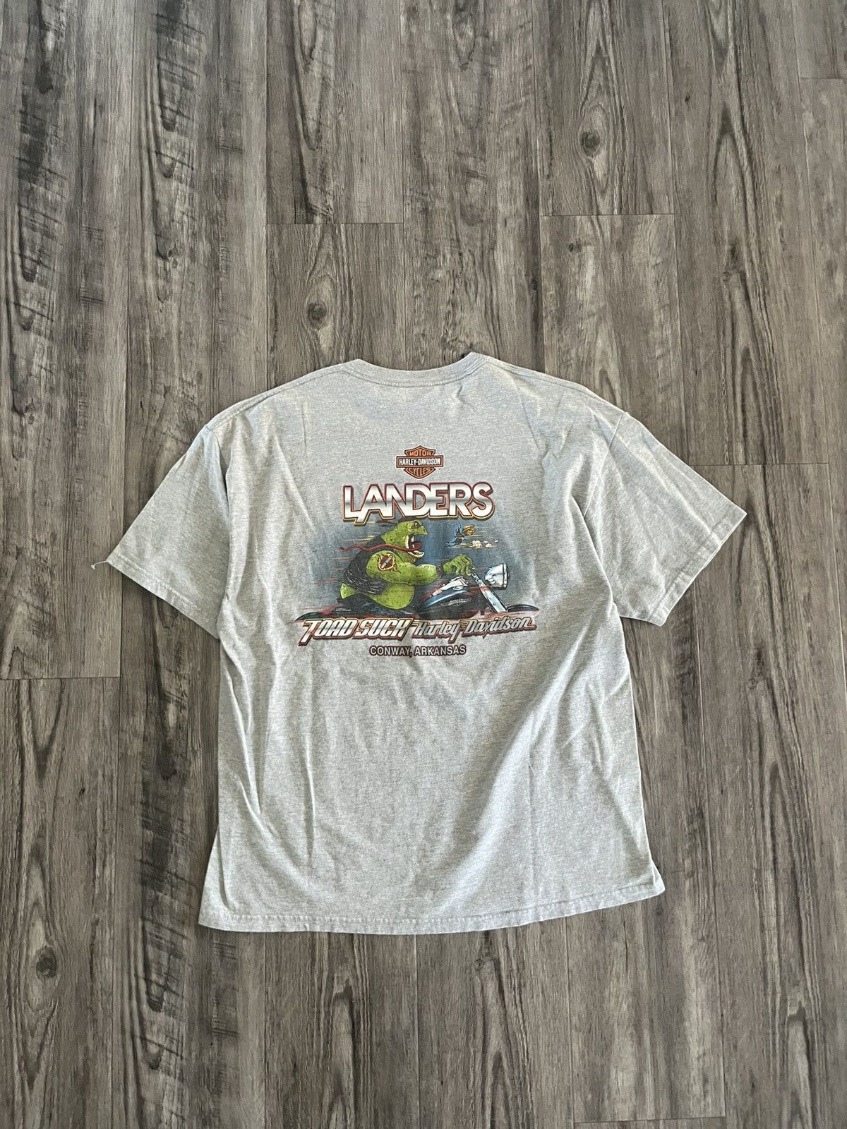 Harley Davidson Vintage 90s Landers Harley Davidson Tee Size US XXL / EU 58 / 5 - 1 Thumbnail