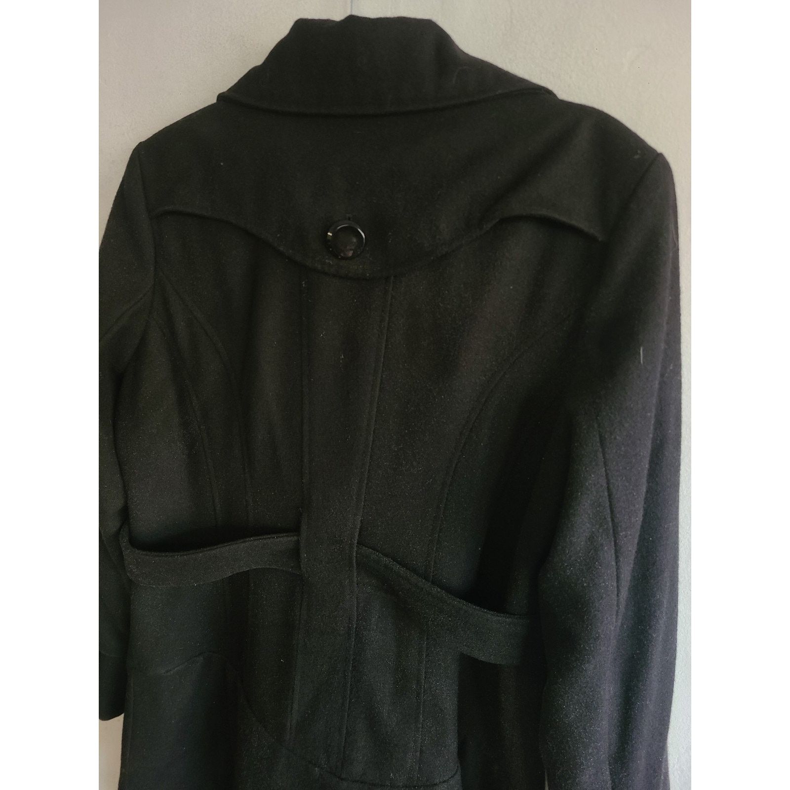 Worthington Women's large wool blend belted pea coat black Size L / US 10 / IT 46 - 7 Thumbnail